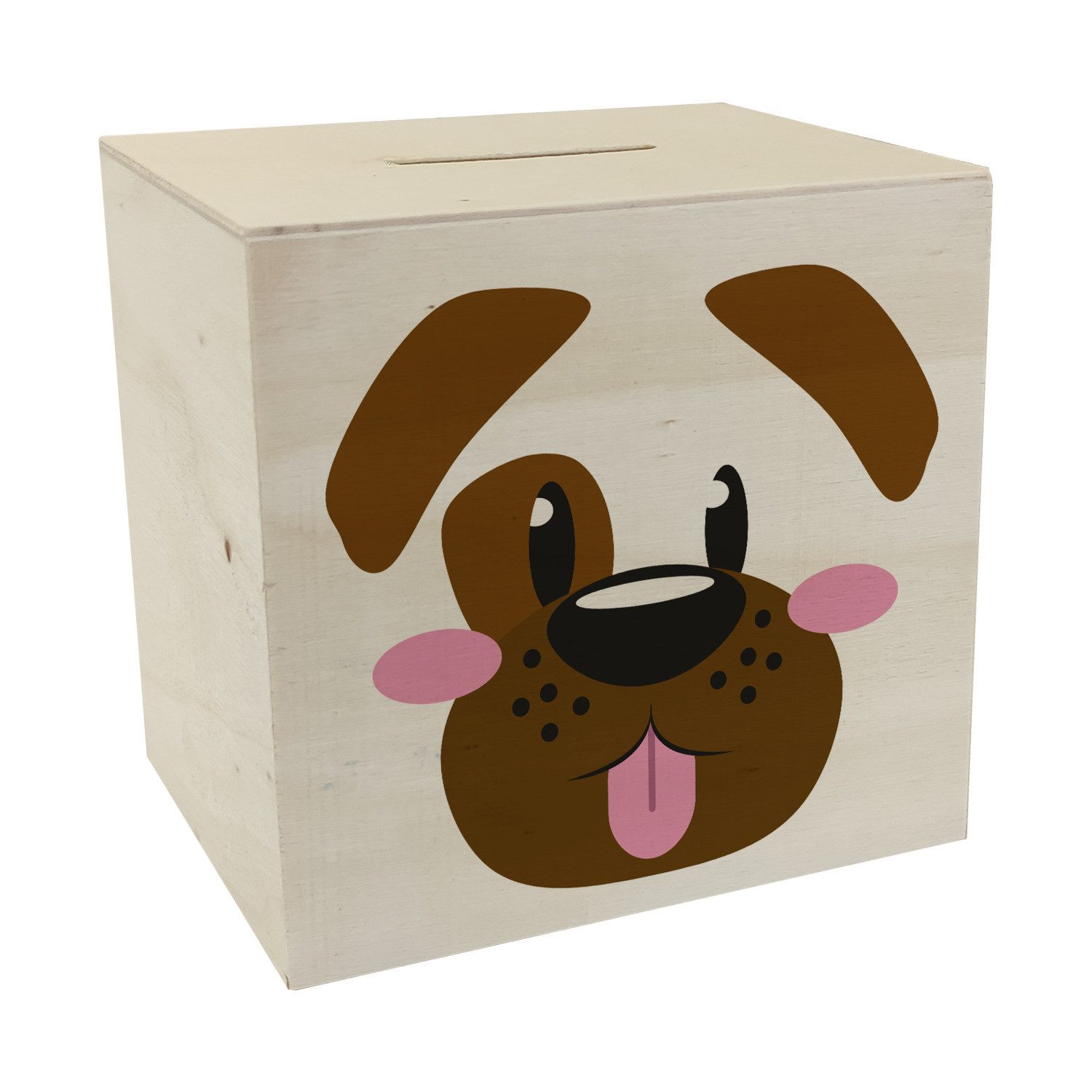 Spardose Spardose aus Holz mit niedlichem Hunde-Gesicht - für kleine Kinder
