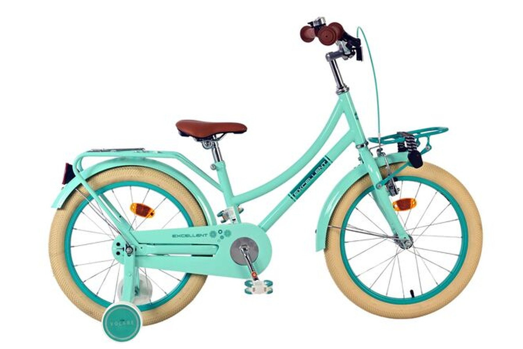 Kinderfahrrad Excellent Mädchen 18 Zoll Grün – Handbremse & Stützräder