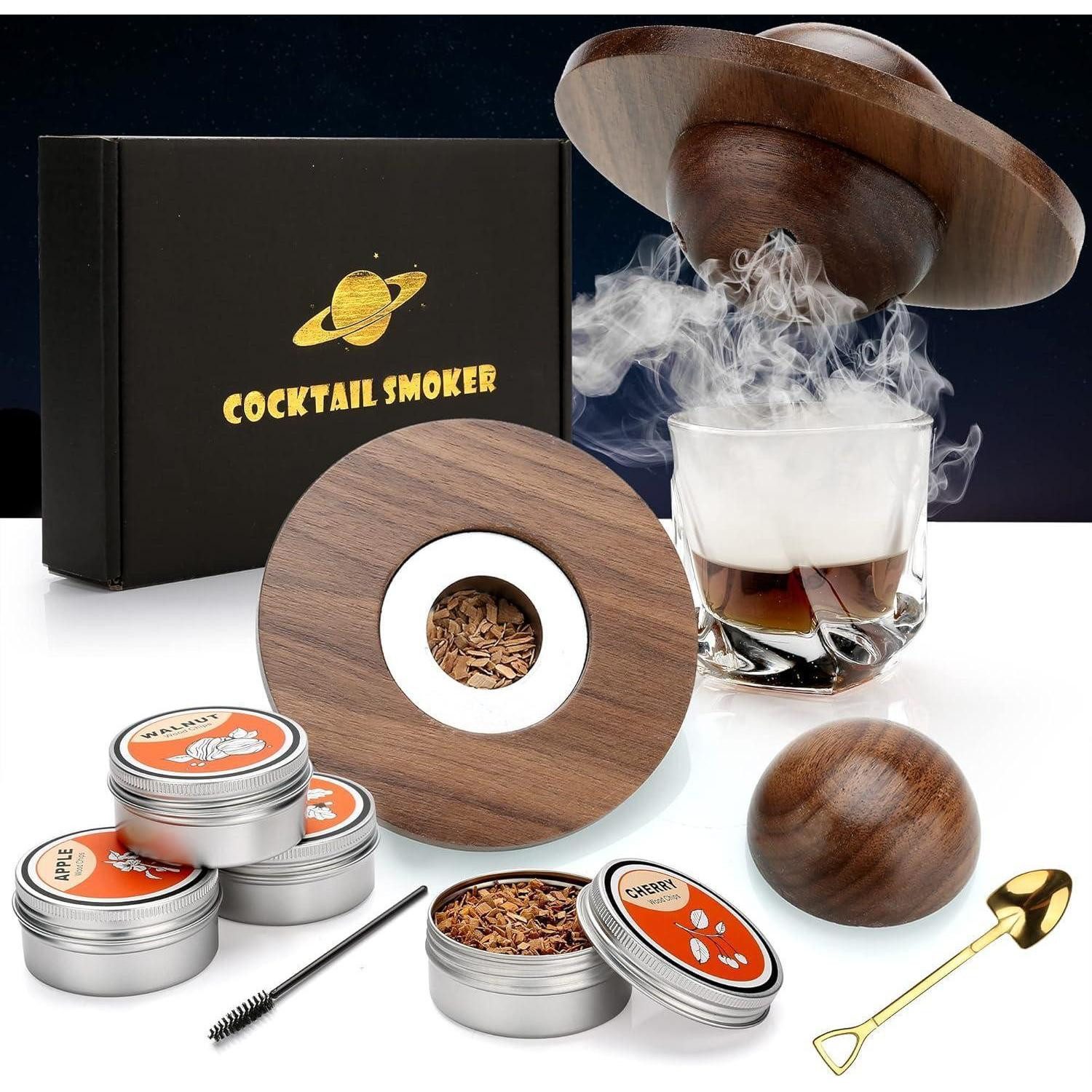 LuxusKollektion Cocktail-Set Whisky Geschenkset Cocktail Smoker Kit 4 Holzchips Vatertagsgeschenk