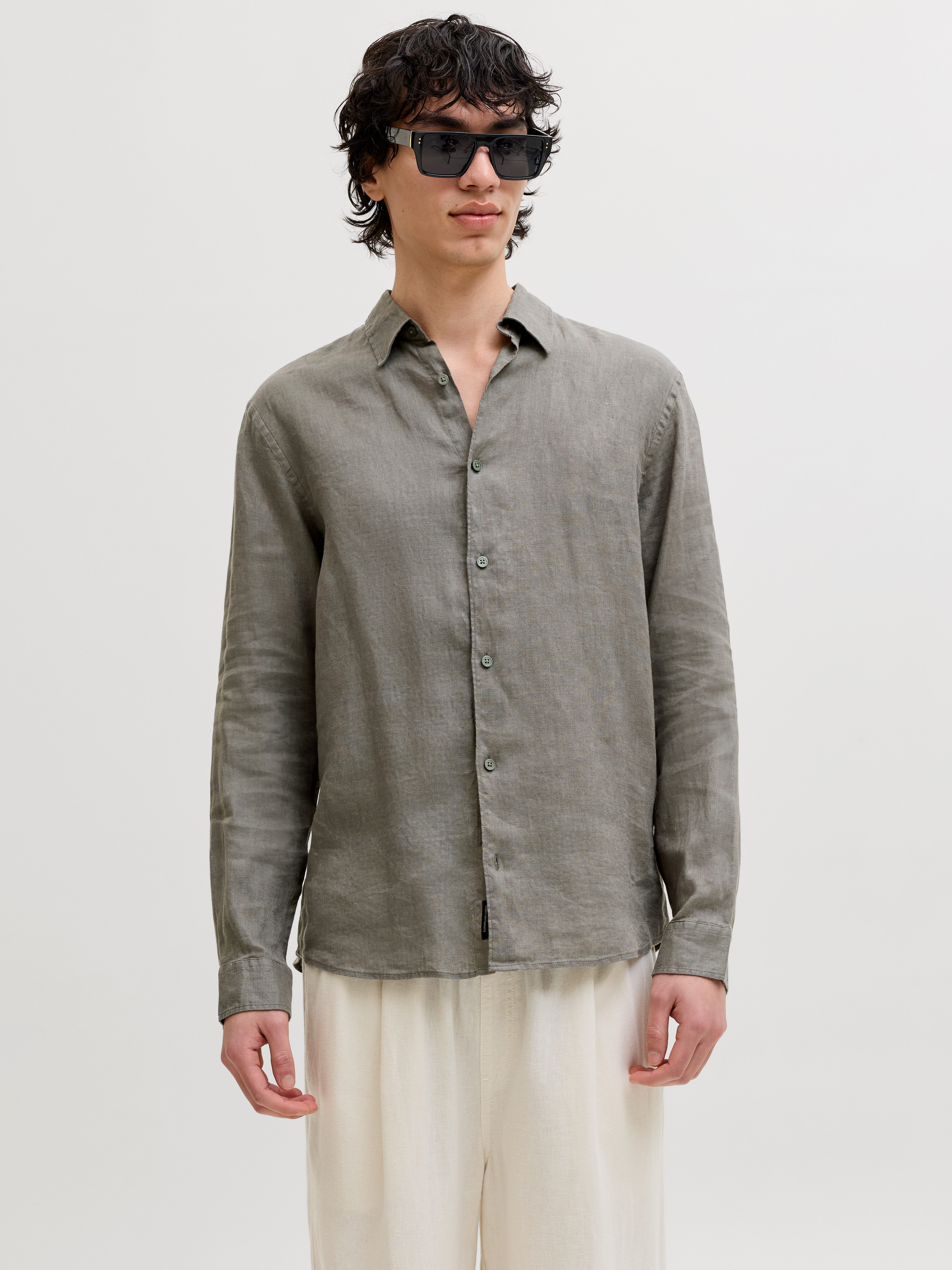 Jack & Jones Langarmhemd JPRBLALAWRENCE LINEN LS SHIRT SN