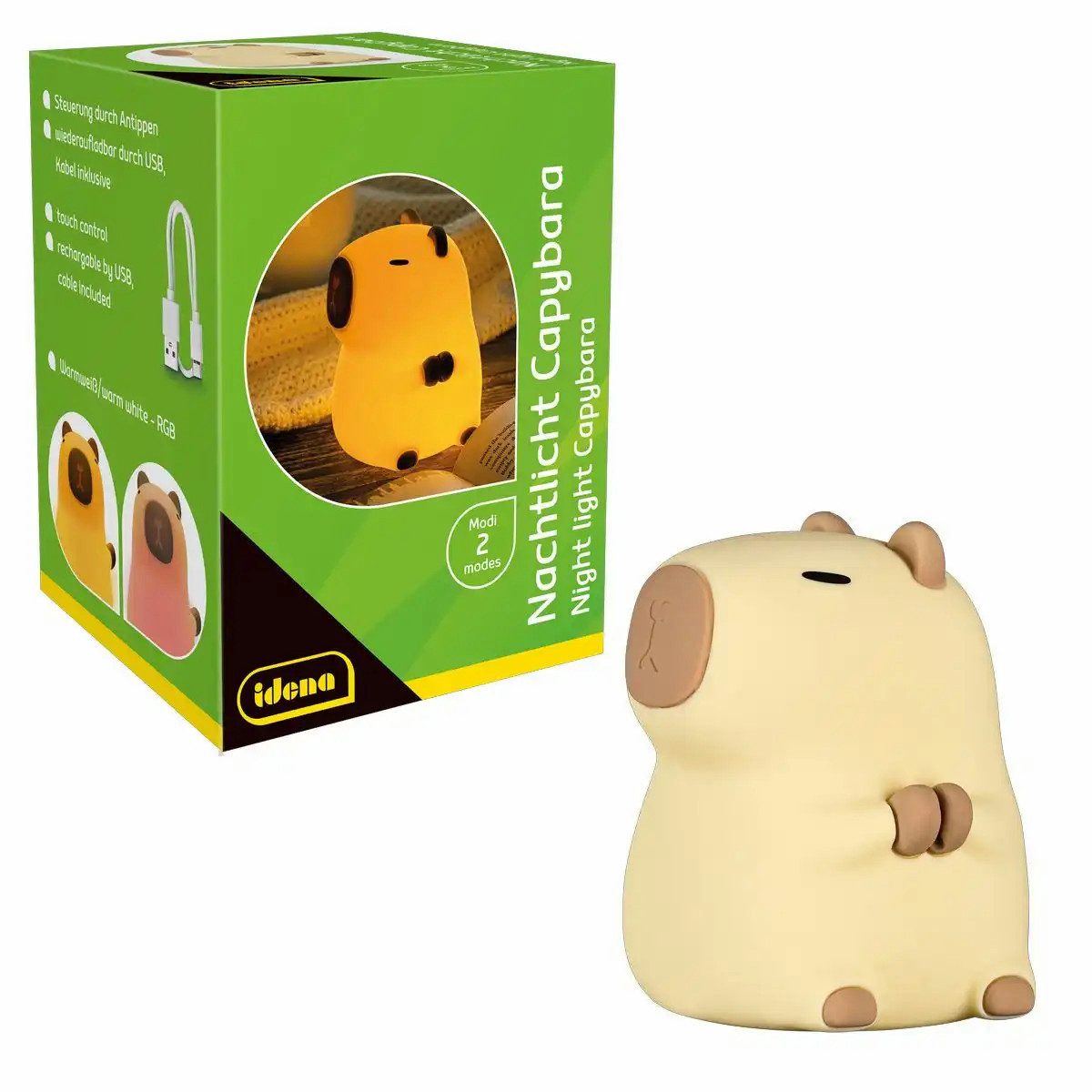 Idena LED Nachtlicht Idena LED Nachtlicht Capybara RGB Silikon USB 14 cm