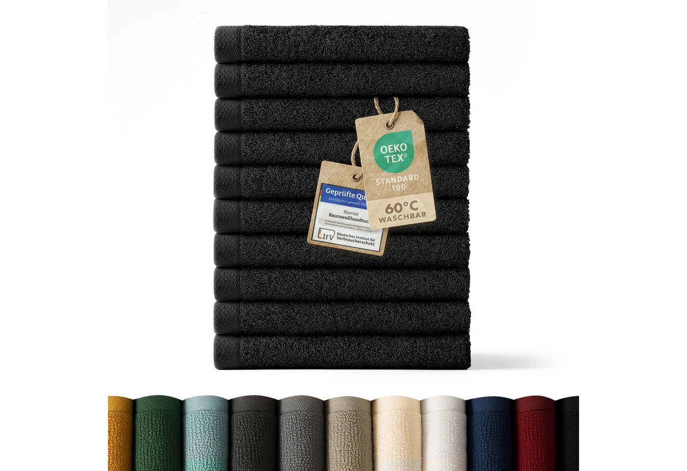 Blumtal Gästehandtücher Premium 30x30cm oder 30x50cm weich und saugstark, Frottee (12-St), 10er (30x50cm), 12er und 24er Set (30x30cm), 100% Baumwolle