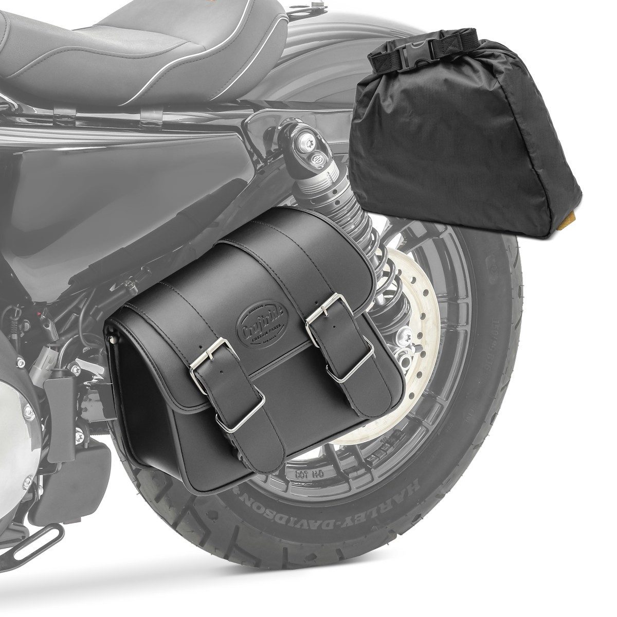 Craftride Satteltasche Motorrad Satteltasche für Custom Retro Vintage Bikes Montana 8l schwar