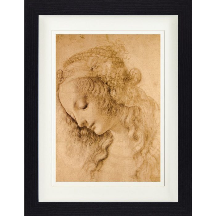 1art1 Bild mit Rahmen Leonardo Da Vinci - Weiblicher Kopf Circa 1478