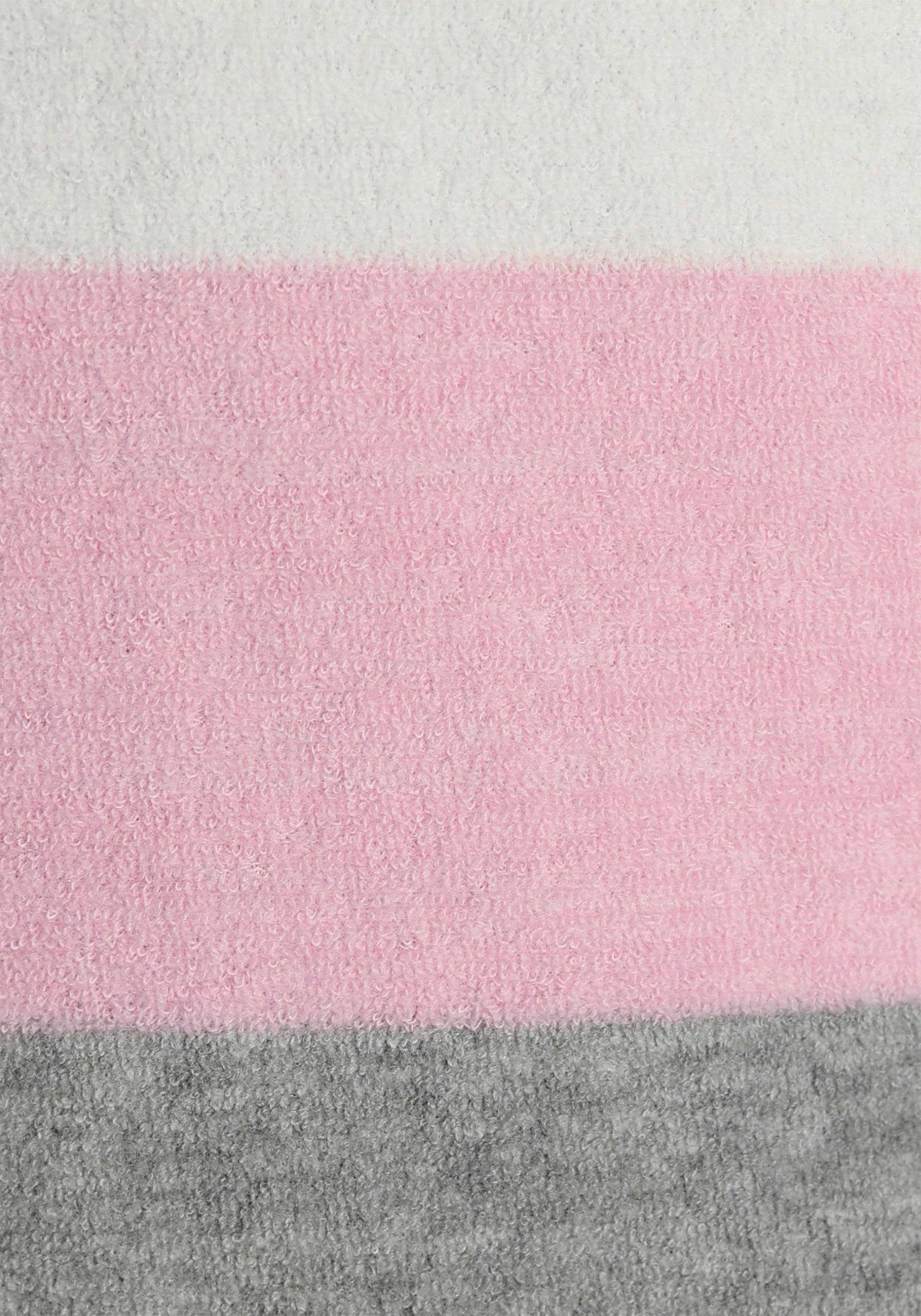 Vivance Dreams Pyjama (2 tlg) mit Streifen und Colorblock weichem grau-rosa Frottée aus