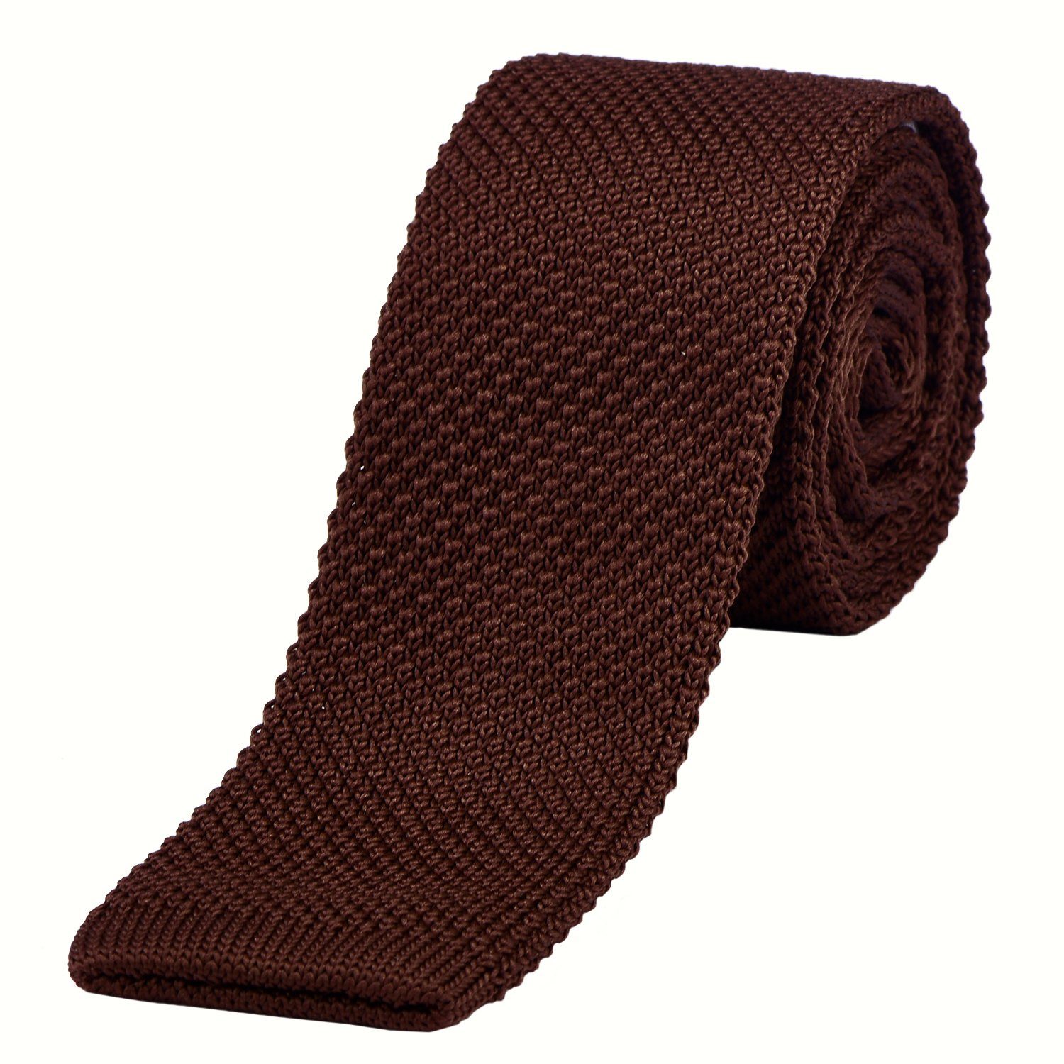 DonDon Krawatte schmale Krawatte 5 (Packung, für Büro festliche braun cm Veranstaltungen oder 1-St) Strickkrawatte, Wollkrawatte Retro-Look