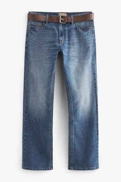 Next Straight-Jeans Straight Fit Jeans mit Gürtel - Bootcut (2-tlg)