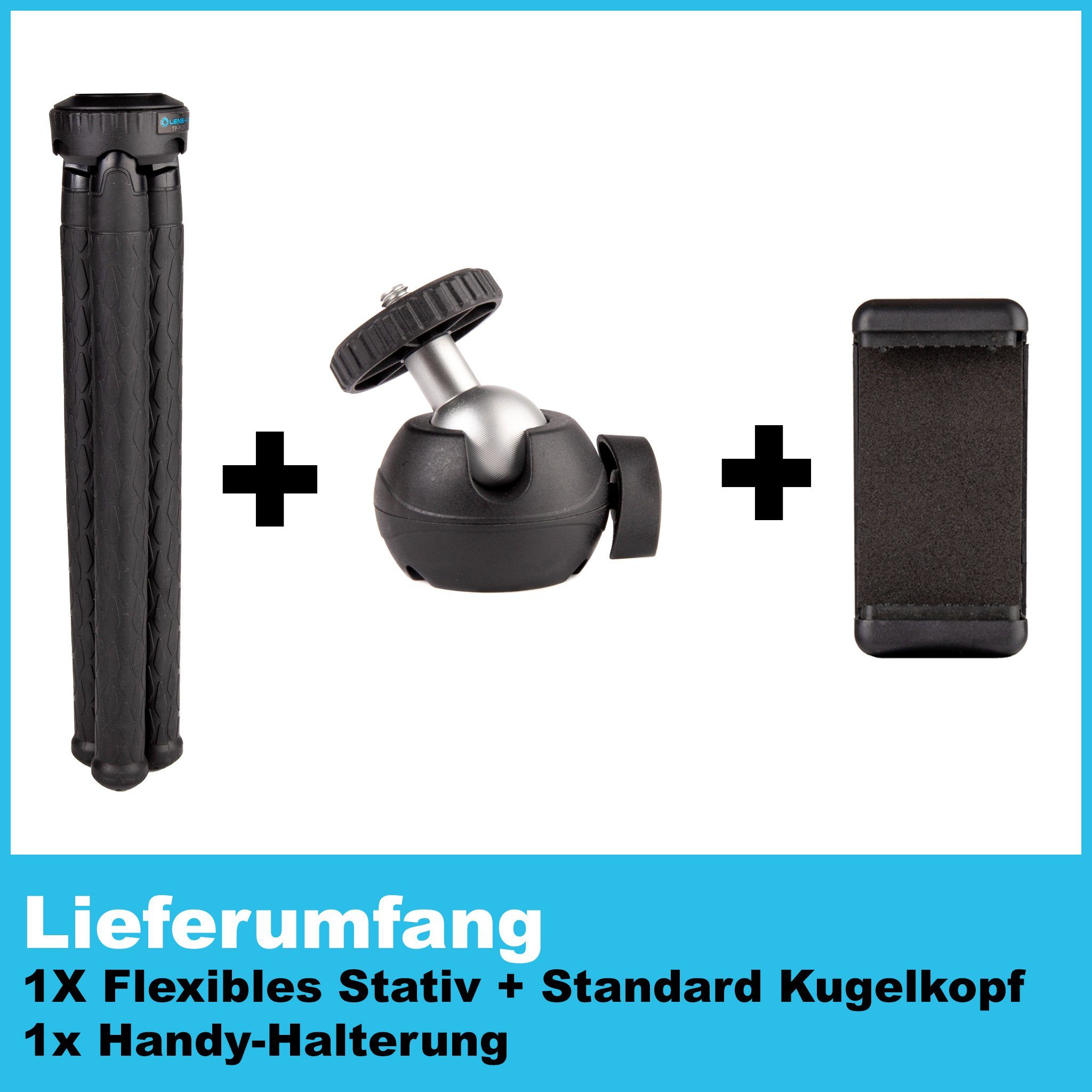 flexiblen LIGHT Stativ Kugelkopf, mit Lens-Aid Ministativ Beinen Wasserwaage) (360°