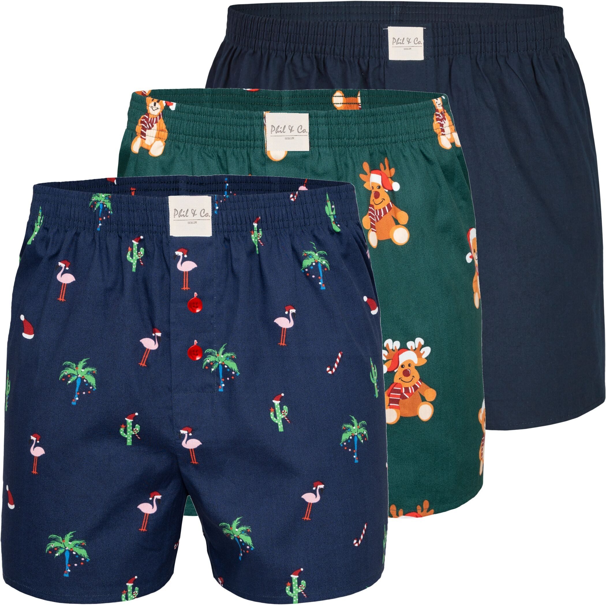 Phil & Co. Boxershorts 3 Phil & Co Webboxer Herren american Boxershorts Wei günstig online kaufen