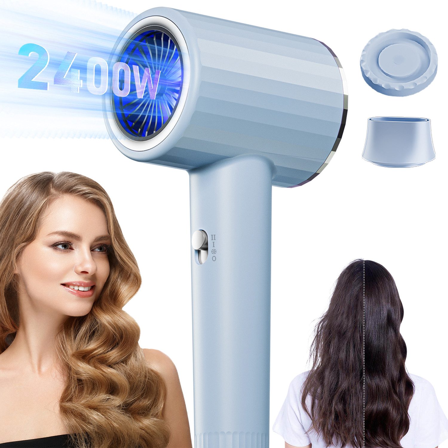 MOPUEA Haartrockner Lonic-Haartrockner,Leistungsstark Föhn Ionen Dry&Style Hairdryer2400 W, 2400W Motor, Ionentechnologie,Überhitzungsschutz für sicheres Trocknen, Schnelle Trocknung, schützt vor Hitzeschäden, reduziert Frizz.