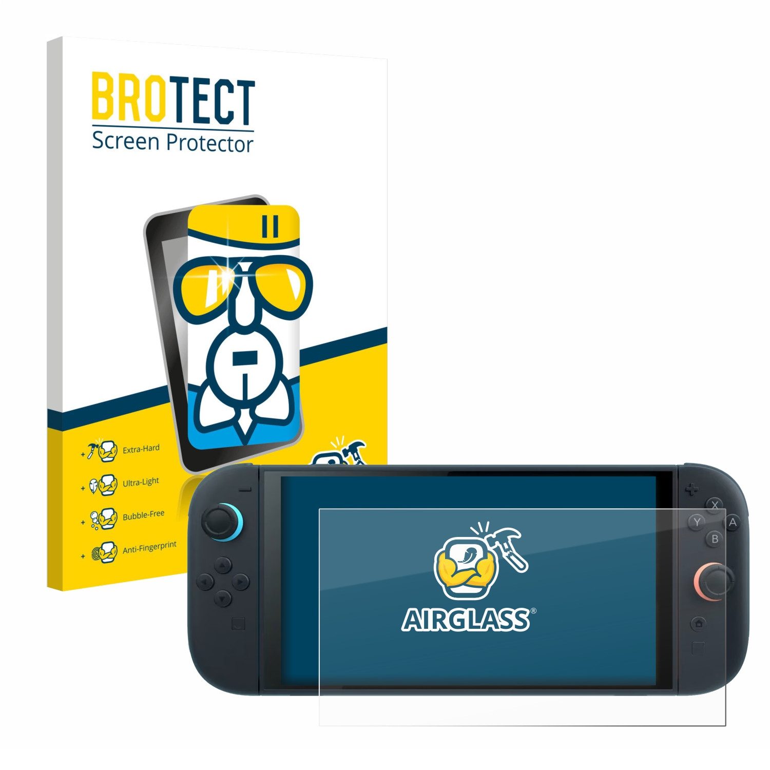 BROTECT Displayschutzglas Folie für Nintendo Switch 2, Schutzfolie Glas Panzer Display Schutz klar