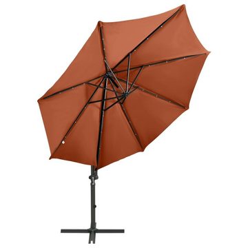 vidaXL Sonnenschirm Ampelschirm mit Mast und LED-Leuchten Terracotta-Rot 300 cm