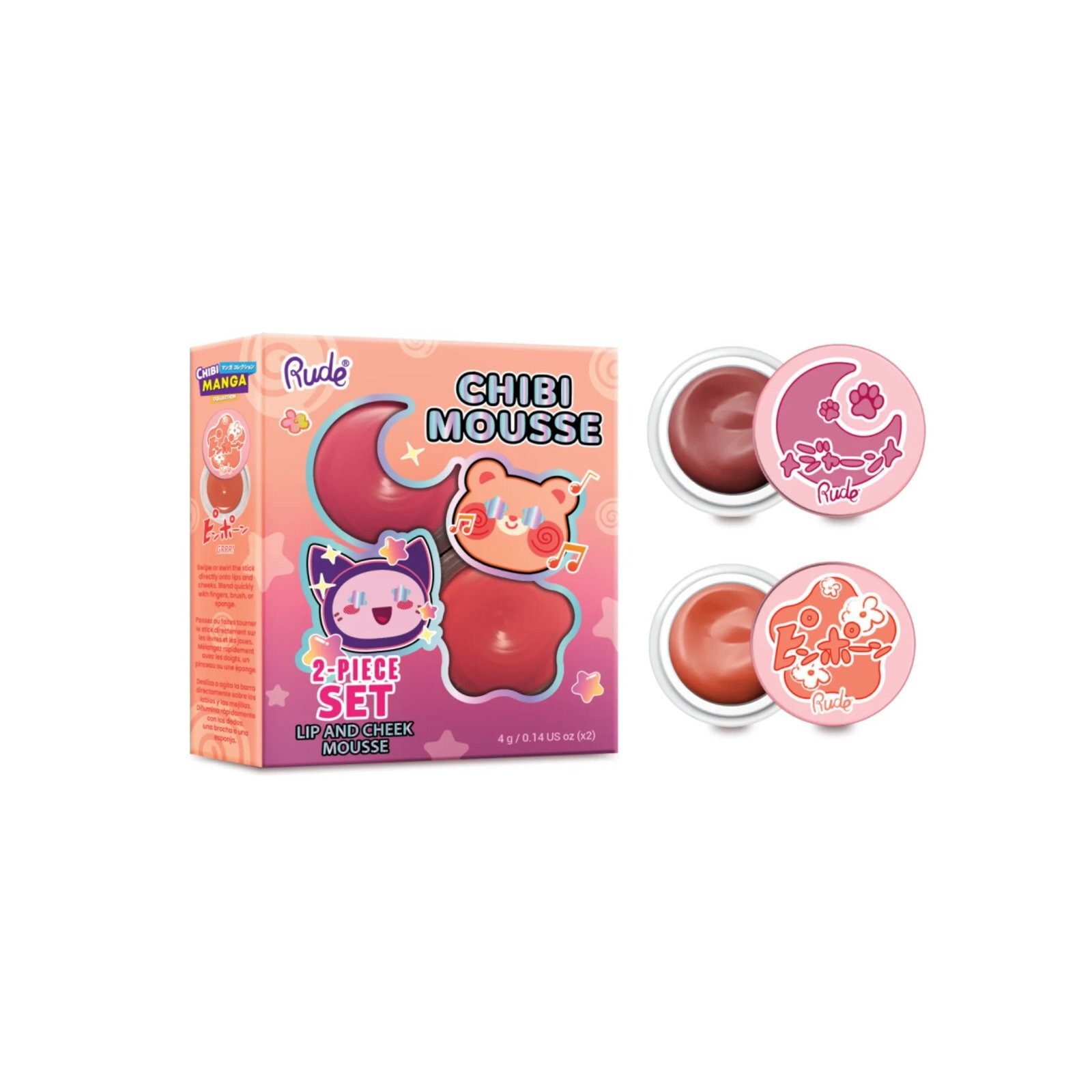 RUDE Make-up Set Chibi Mousse, Lippen- und Wangenbalsam 2-in-1