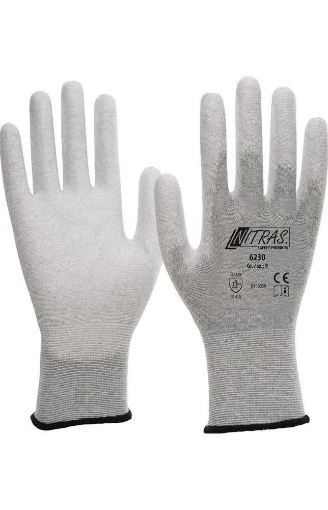 Nitras Arbeitshandschuh-Set Handschuhe 6230 Größe 9 grau/weiß EN 388, EN 16350 PSA-Kategorie II