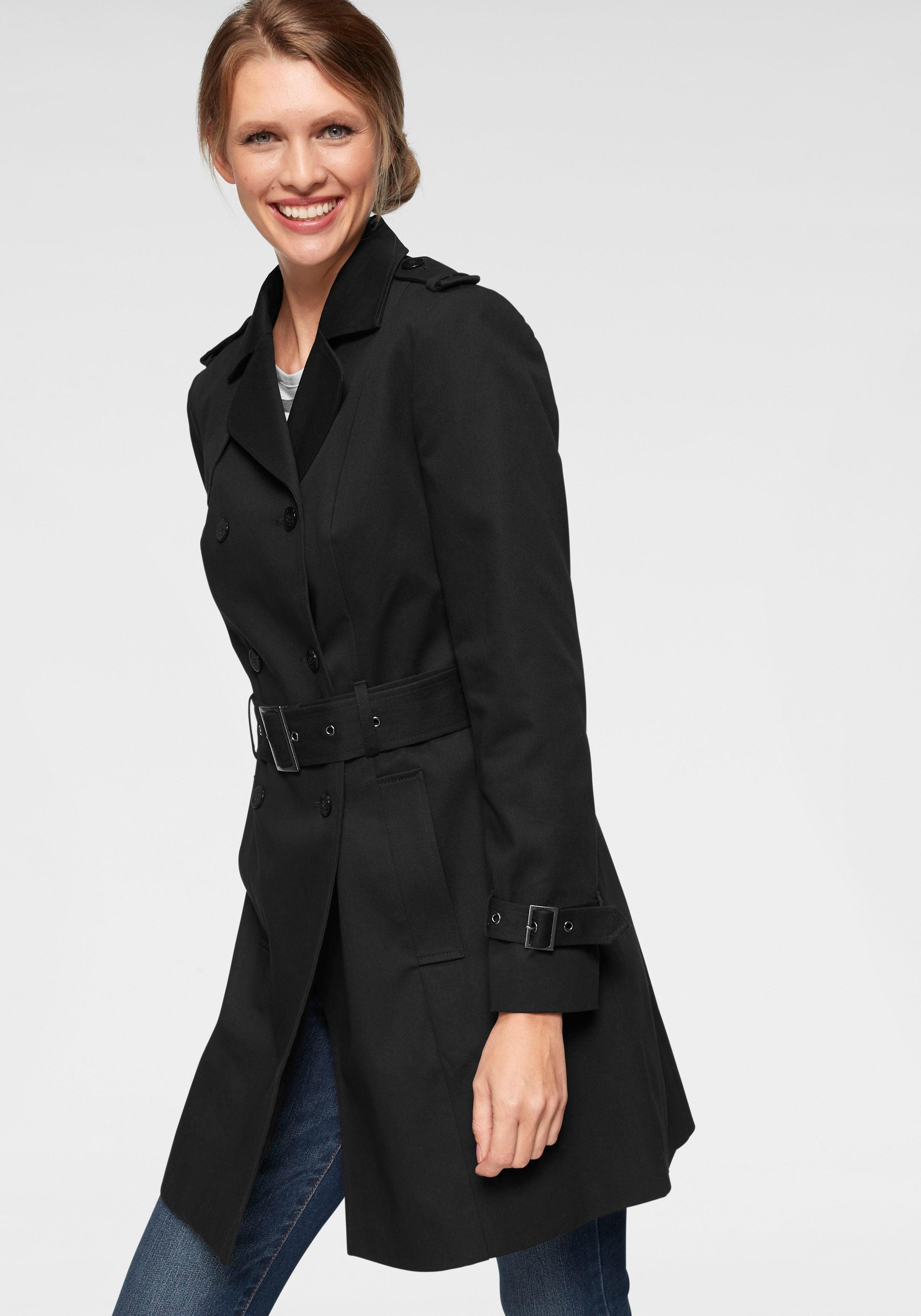 Aniston CASUAL Trenchcoat schwarz Gürtel zum mit Regulieren