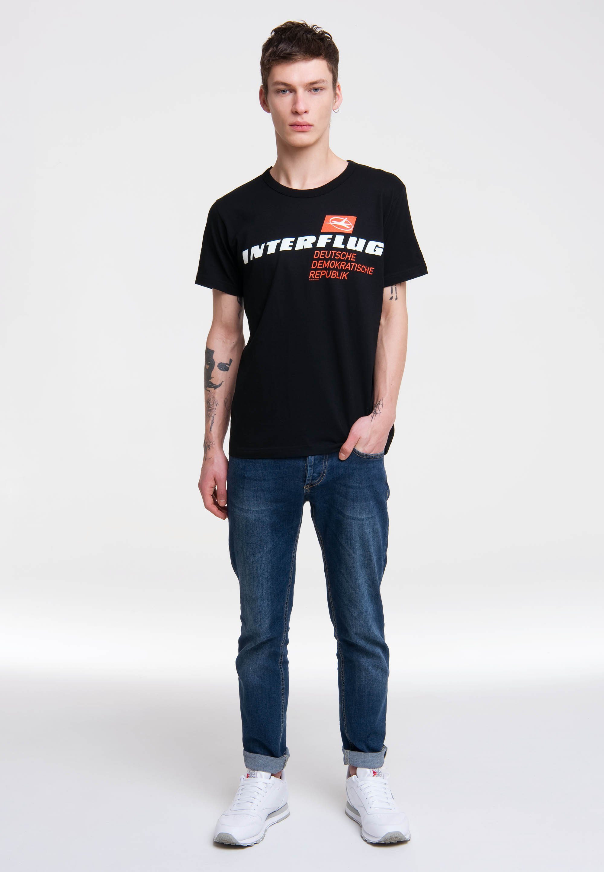 LOGOSHIRT T-Shirt Interflug DDR mit kontrastfarbenem günstig online kaufen