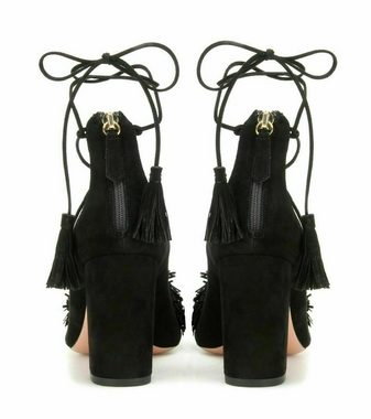 AQUAZURRA AQUAZZURA ICONIC WILD THING 85 SUEDE FRINGED PUMPS SHOES SCHUHE HIGH-H Pumps