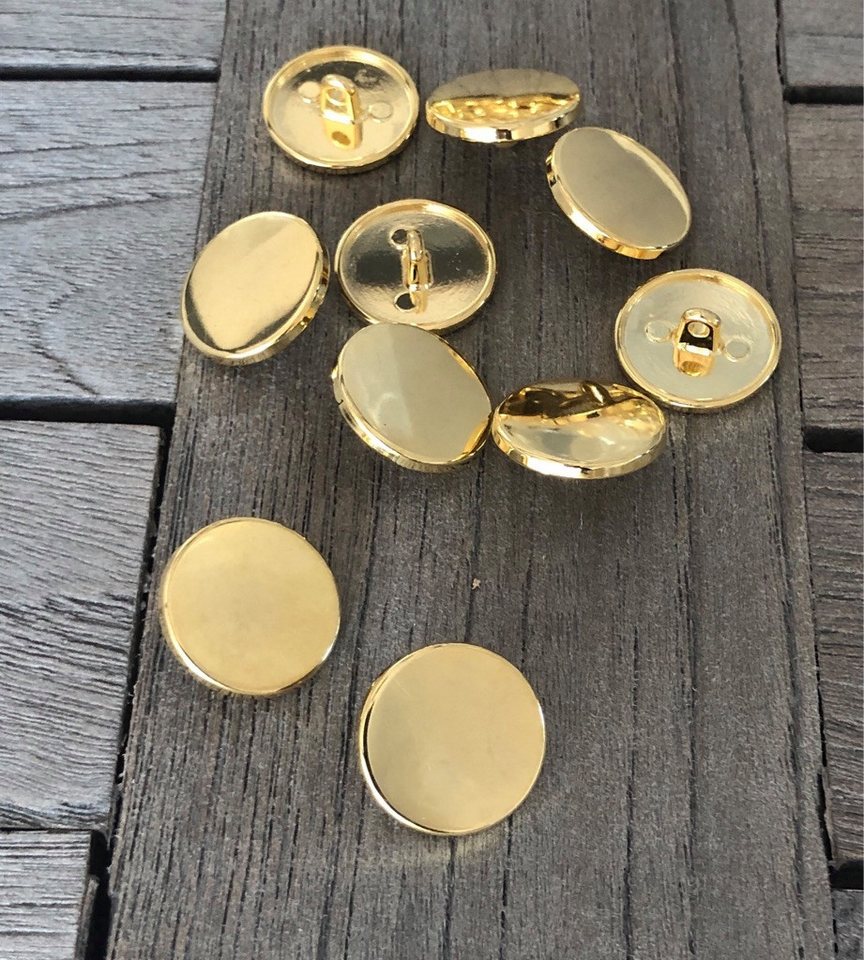 Thumbnail - Hartmann-Knöpfe Knopf 1 Set (10 Knöpfe) gold glänzende flach Metallknöpfe