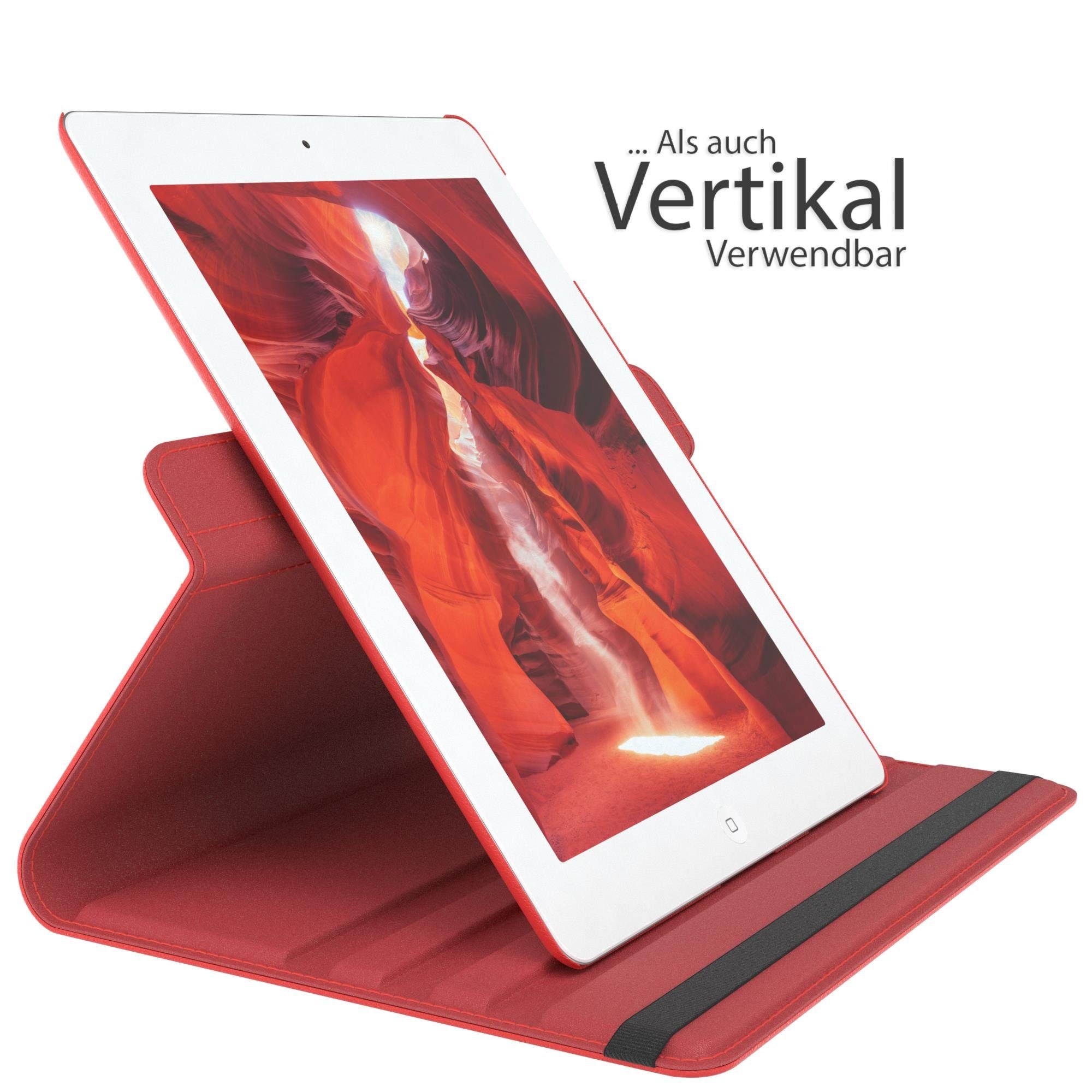 EAZY CASE Tablet-Hülle Rotation Case für Apple iPad 2. / 3. / 4. Gen. 9,7 Zoll, Tabletcase Flipcover Smart kratzfest Hülle aufstellbar drehend Rot