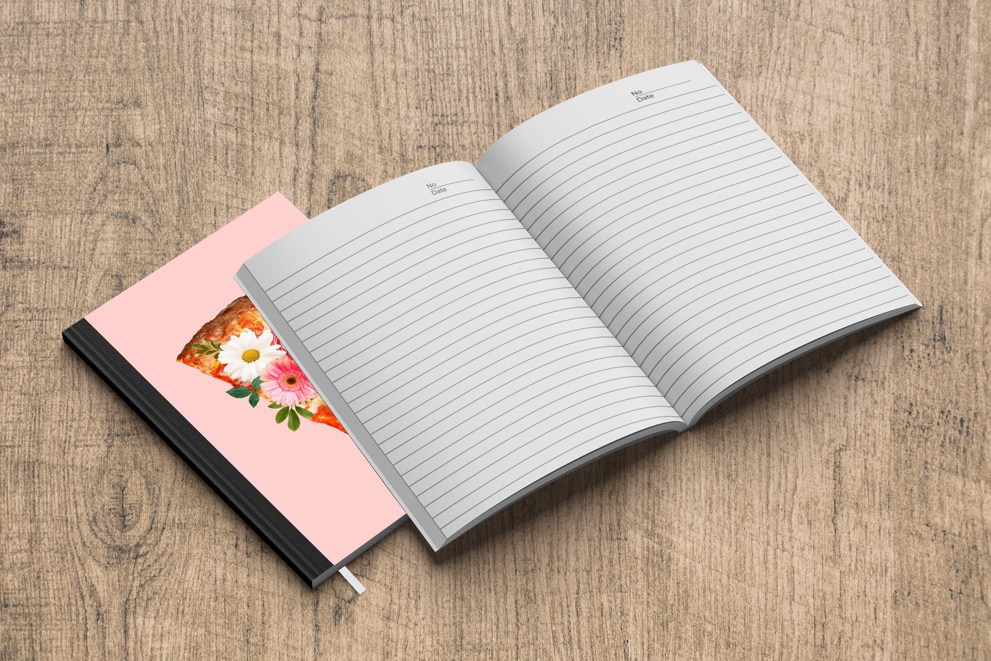 MuchoWow Notizbuch Pizza Stilleben, Journal, Haushaltsbuch Tagebuch, Merkzettel, Seiten, A5, Blumen Notizheft, 98 - 