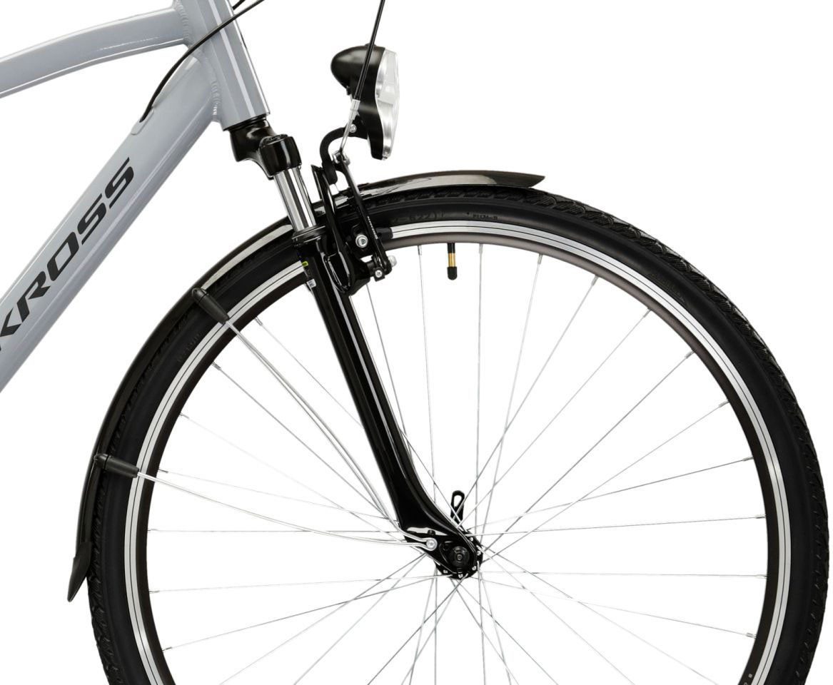 Kross Trekkingrad Herren-Trekkingrad 28" Trans 1.0 Grau 21 Gänge, 21 Gang Shimano TOURNEY TY300 Schaltwerk, Kettenschaltung