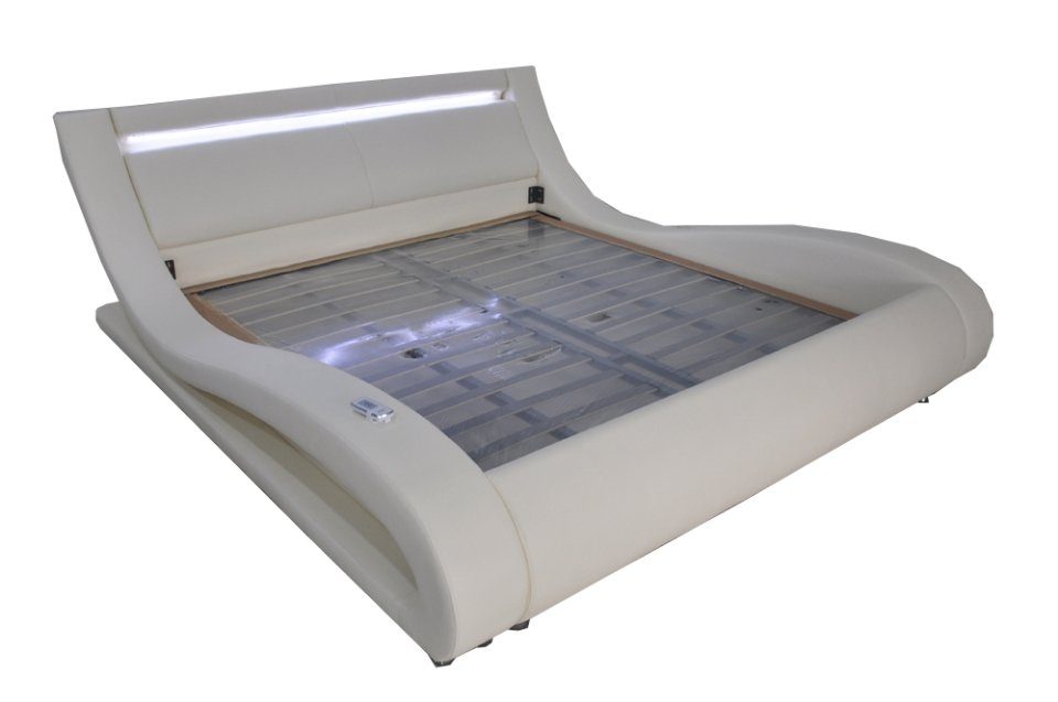 Lieferservice JVmoebel Bett Luxus Leder Design Beleuchtet Modernes Betten Polster Doppel Bett