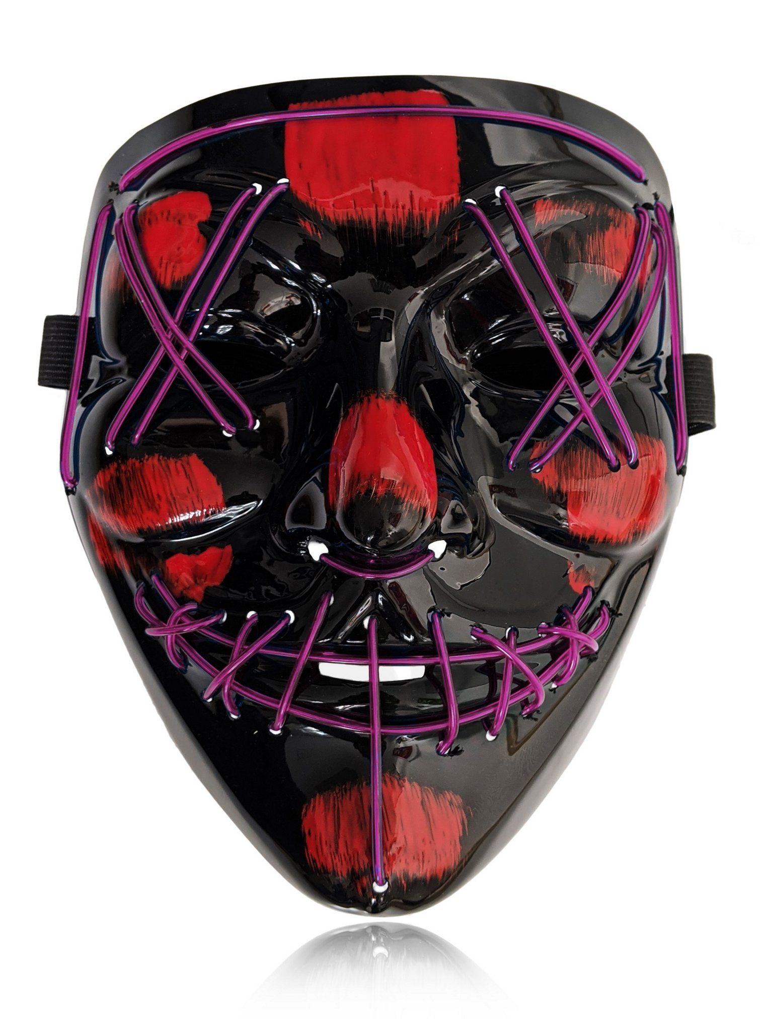 Maskworld Verkleidungsmaske LED Maske lila, Coole Leuchtmaske wie in The Purge