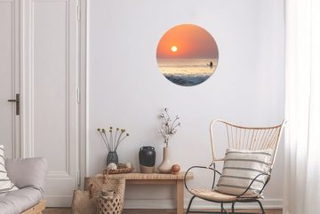 MuchoWow Gemälde Meer - Surfen - Sonne, (1 St), Kreis Wanddekoration Forex, Rundes Wandbild, Wohnzimmer, 30x30 cm
