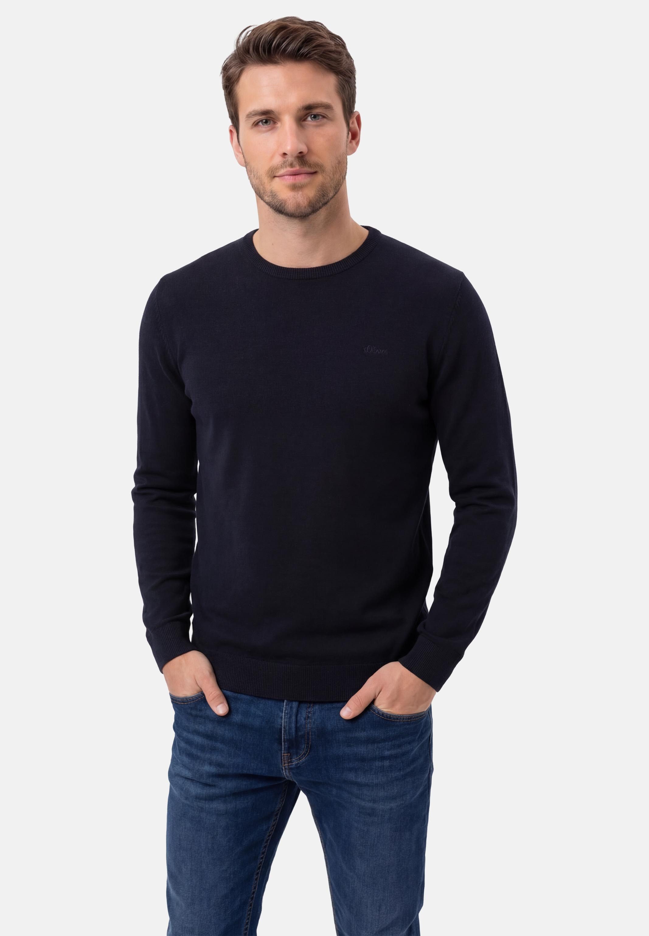 s.Oliver Rundhalspullover 2er Pack Basic (Spar-Set, 2-tlg) Pullover - Baumwolle - Atmungsaktiv - Angenehm weiches Material