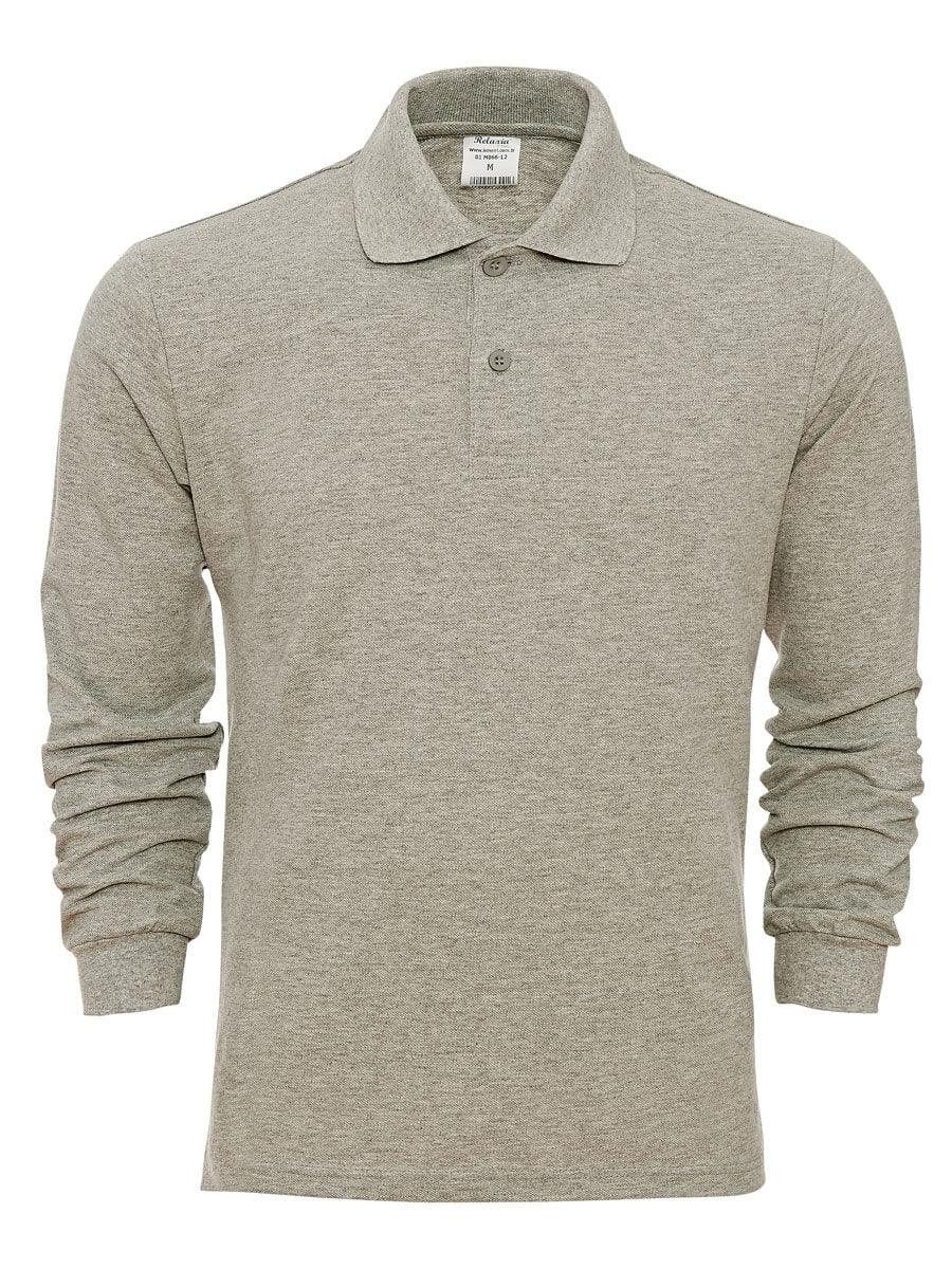 Langarm-Poloshirt Herren Langarm Polo-Shirt Melange / 01 M066-12