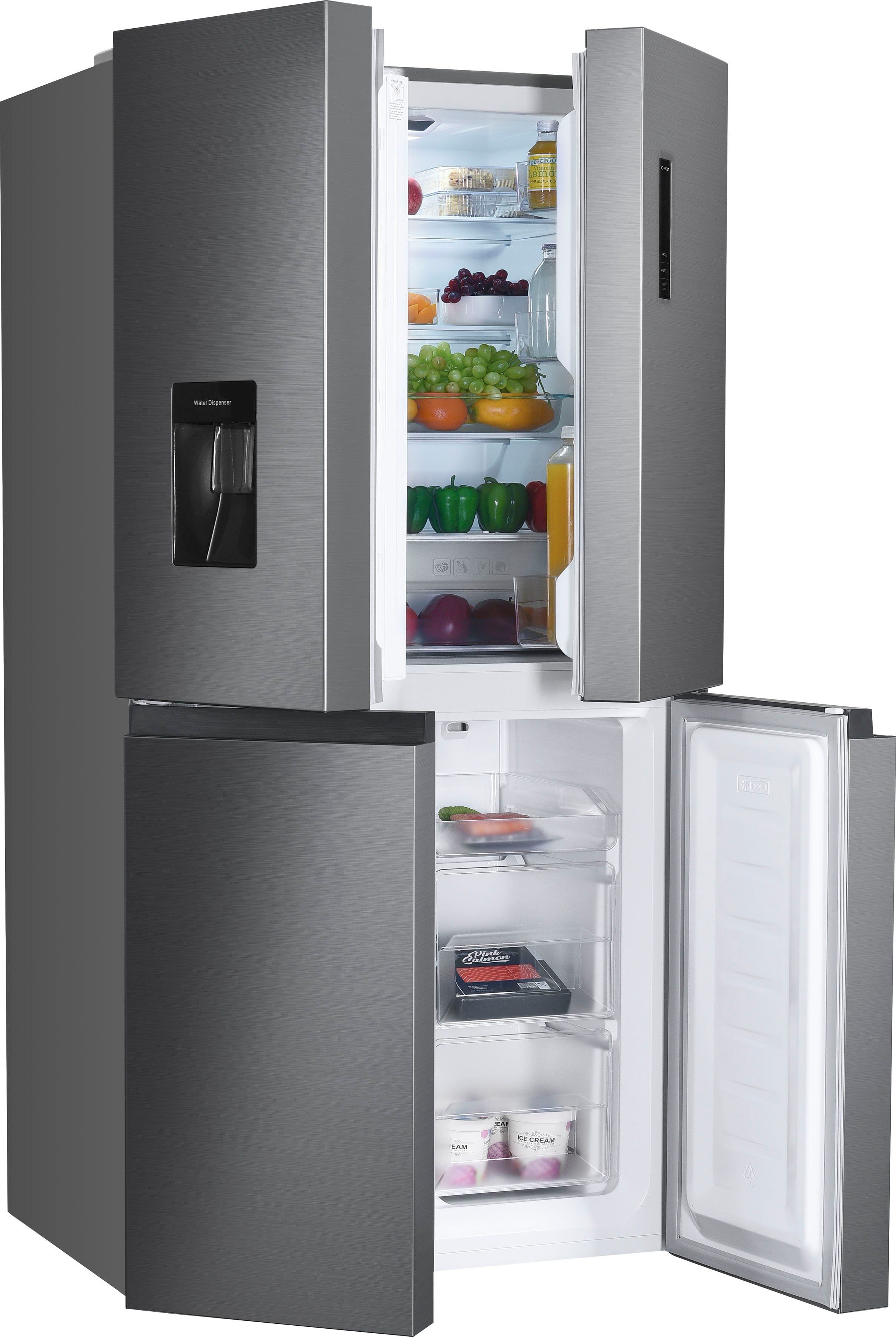 Hanseatic Multi Door HCDB18080DWDI, 180 cm hoch, 79 cm breit, NoFrost, Wasserspender, Display, Türalarm