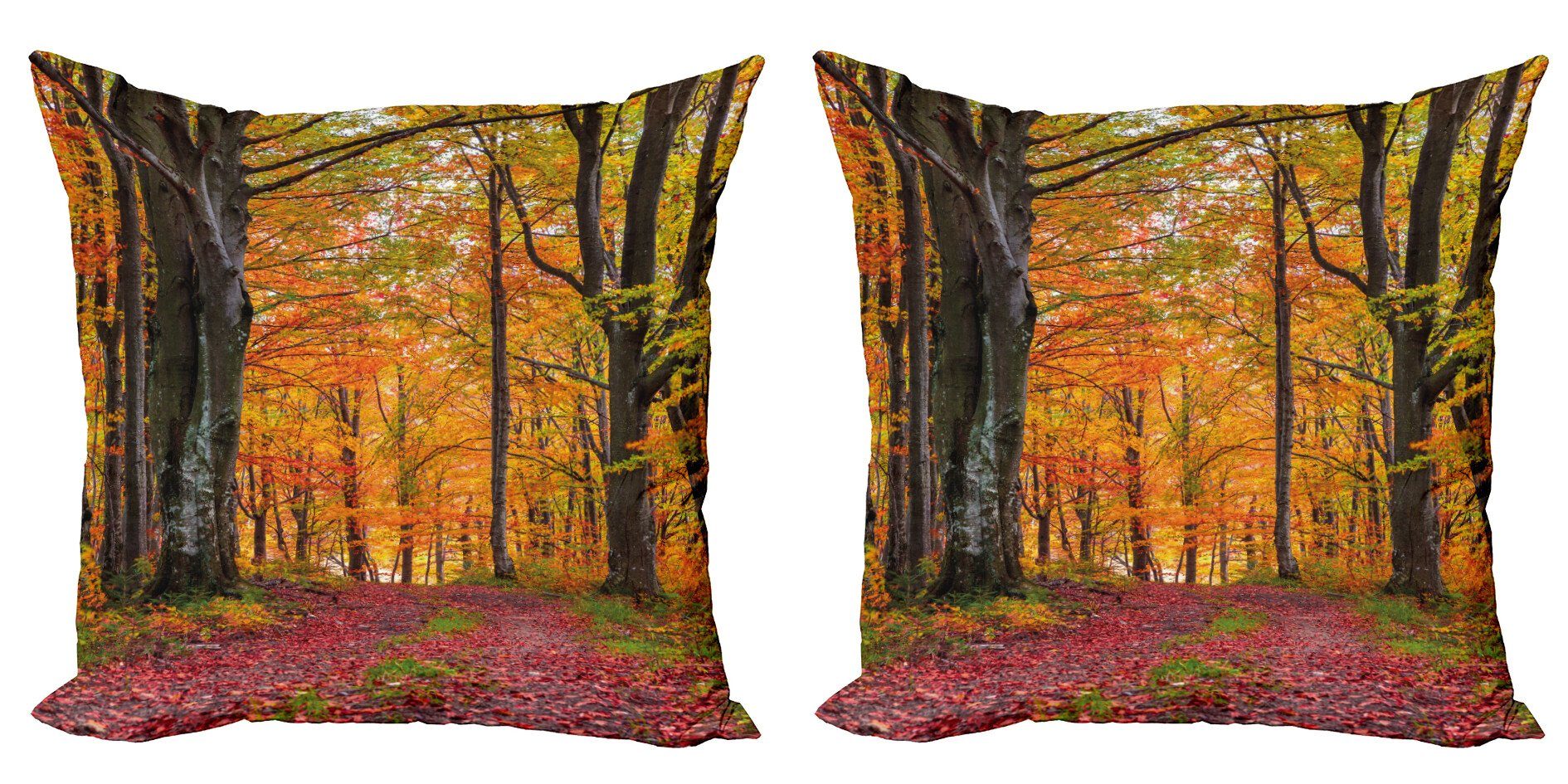 Kissenbezüge Modern Accent Doppelseitiger Digitaldruck, (2 Abakuhaus Stück), Laubbäume Shady Herbst