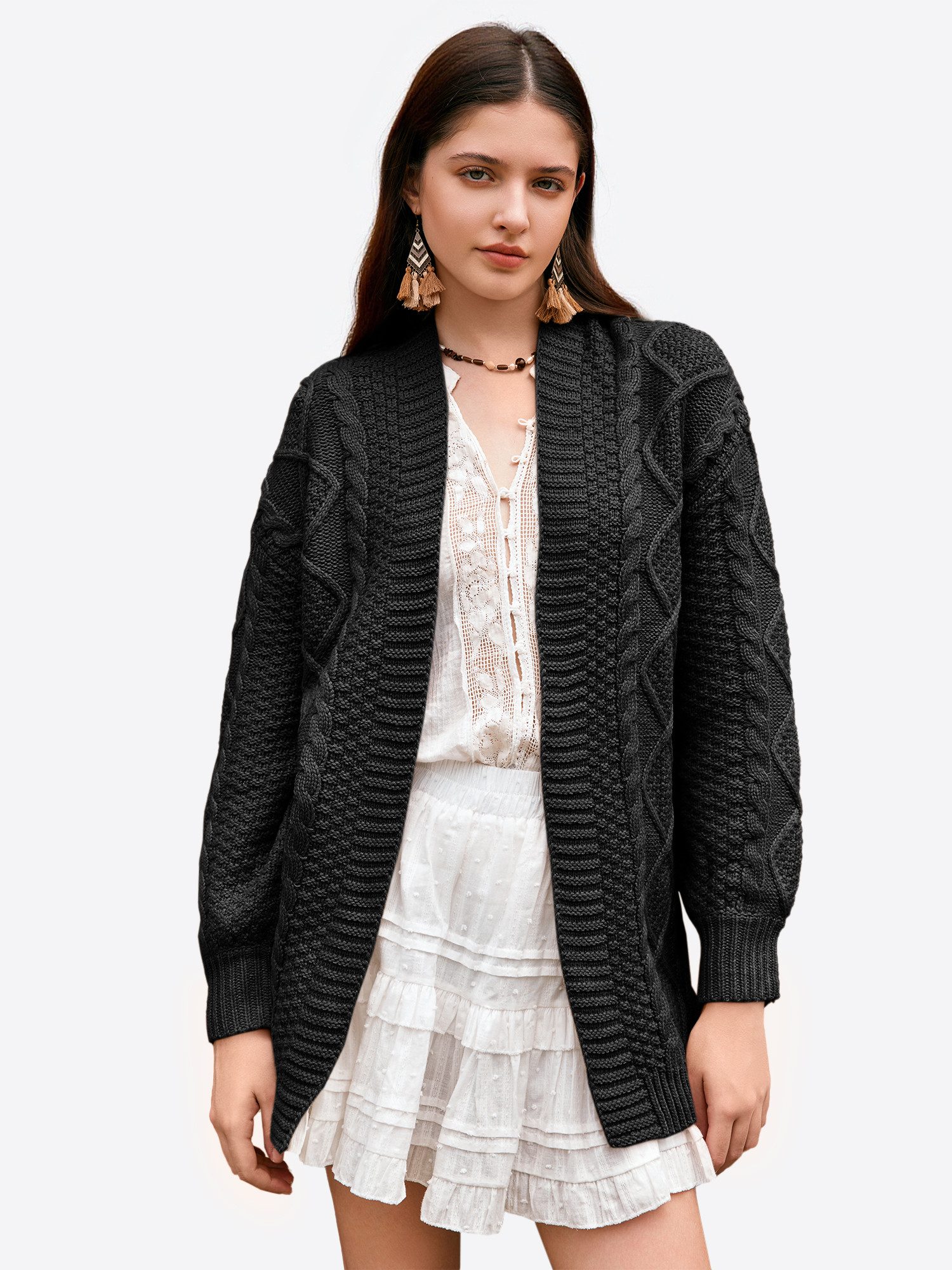 Imily Bela Cardigan Damen Grobstrick Mantel (Packung, 1-tlg., 1per-Pack) Volltonfarbe