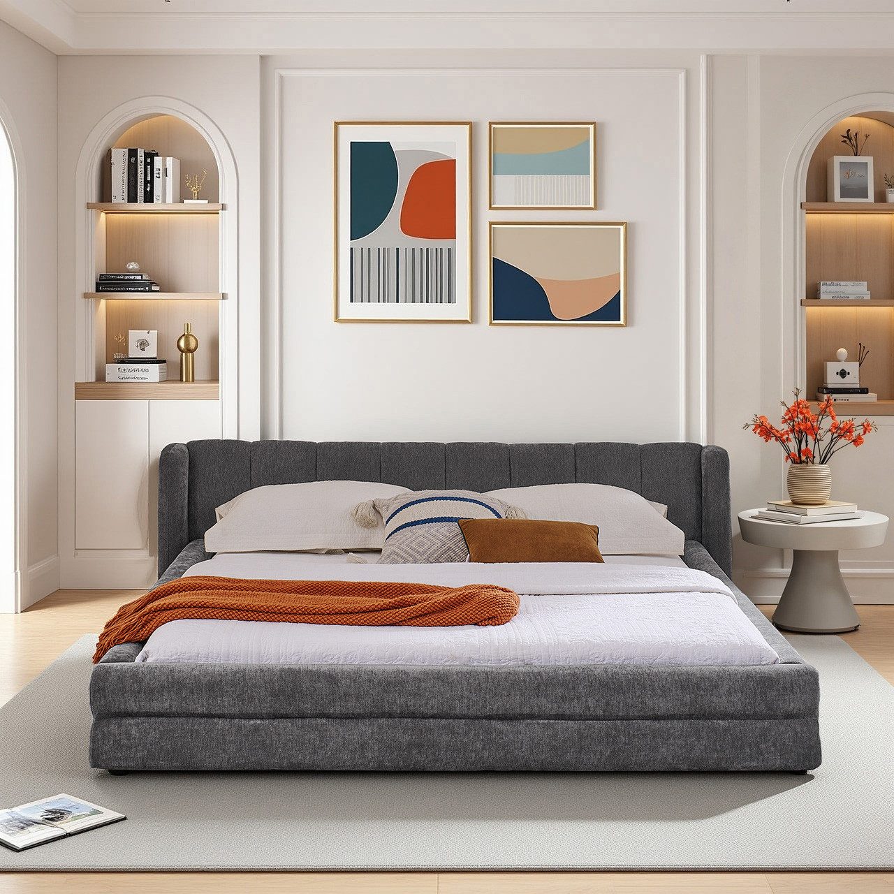 REDOM Polsterbett mit Chenille-Bezug und minimalistisches Design (Kinderbet günstig online kaufen