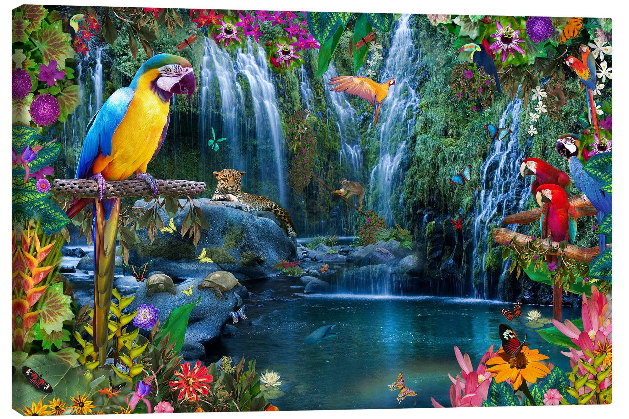 Posterlounge Wandbild Papageien in den Tropen, Alixandra Mullins, erhältlich als Poster, Leinwandbild, Wandsticker oder Acrylglasbild