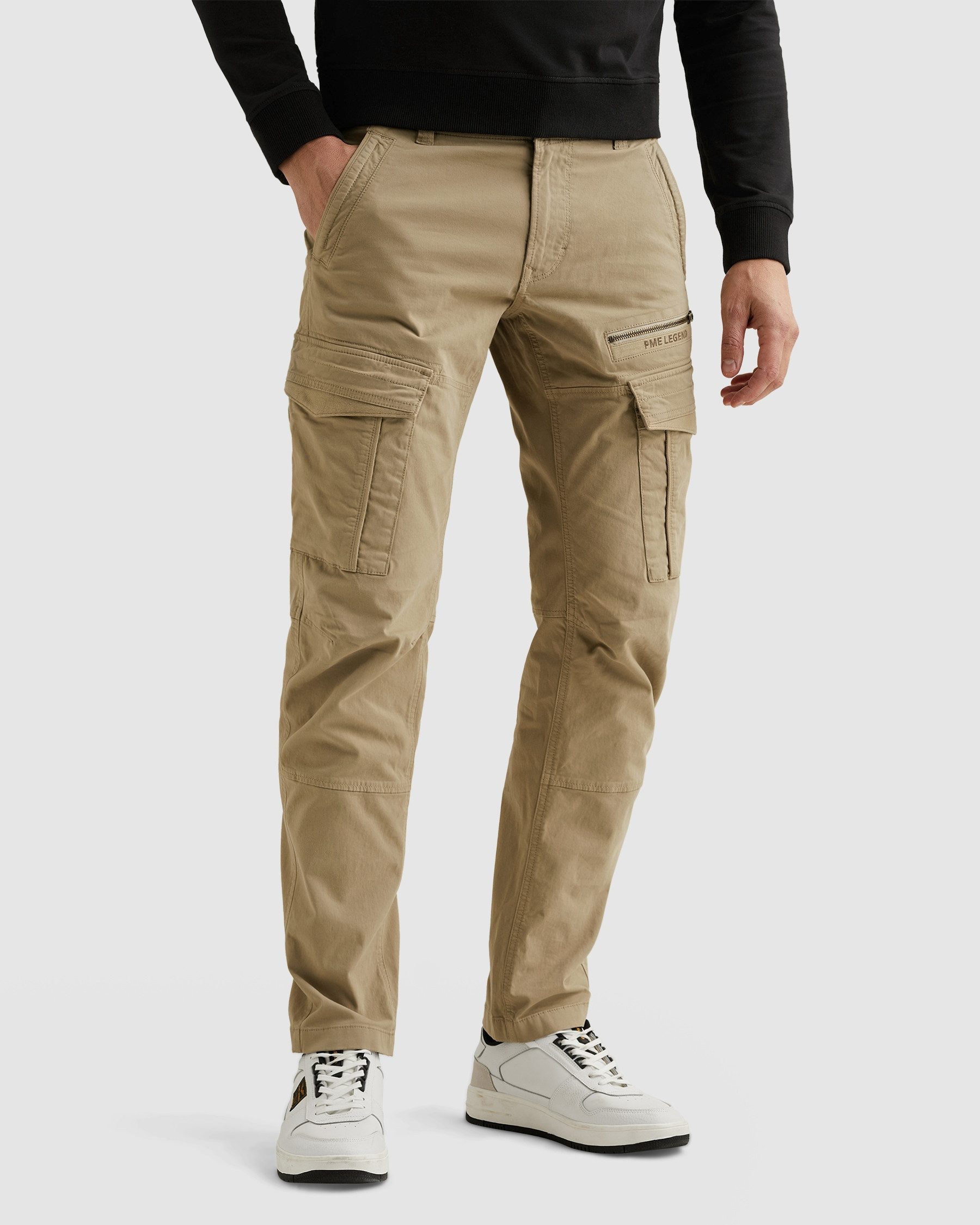 PME LEGEND Cargohose Nordrop Stretch Twill mit Logo Stickerei