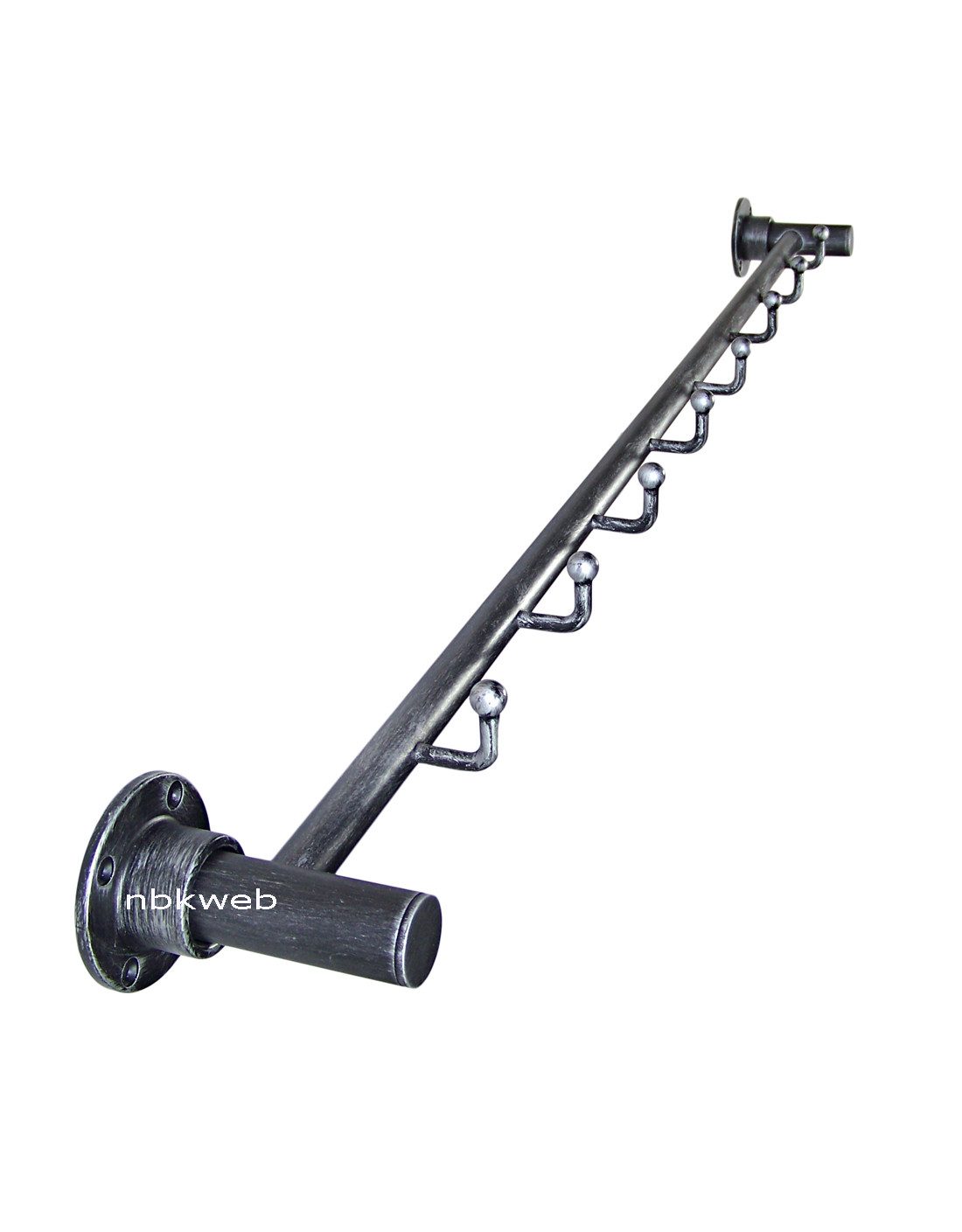 Garderobenhaken Wandgarderobe WG 13176 Messing Schwarz patiniert mit 8 Mantelhaken, Wandgarderobe mit Haken