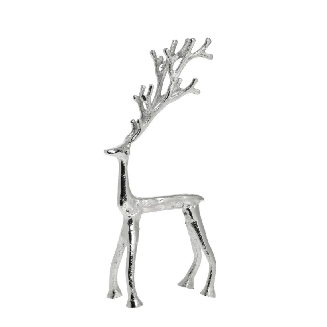 Lene Bjerre Weihnachtsfigur Dekohirsch MARELY M silber, 13,5x11x32cm