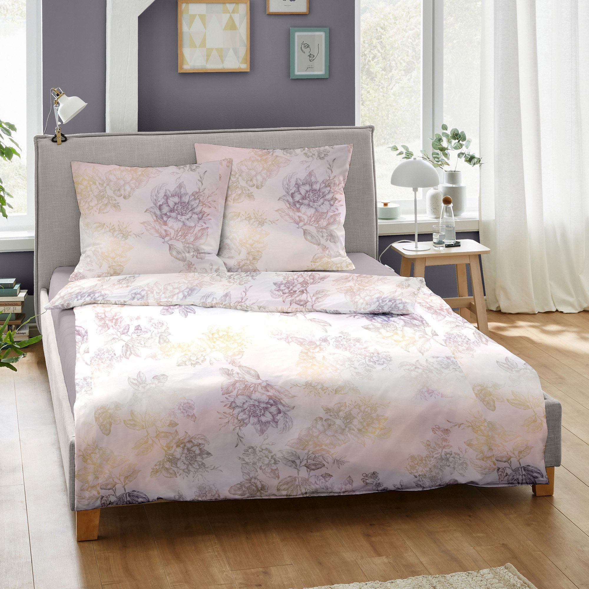 Dormisette Bettwäsche Bettwäsche, Mako-Satin, Mako-Satin Blumen/Blatt