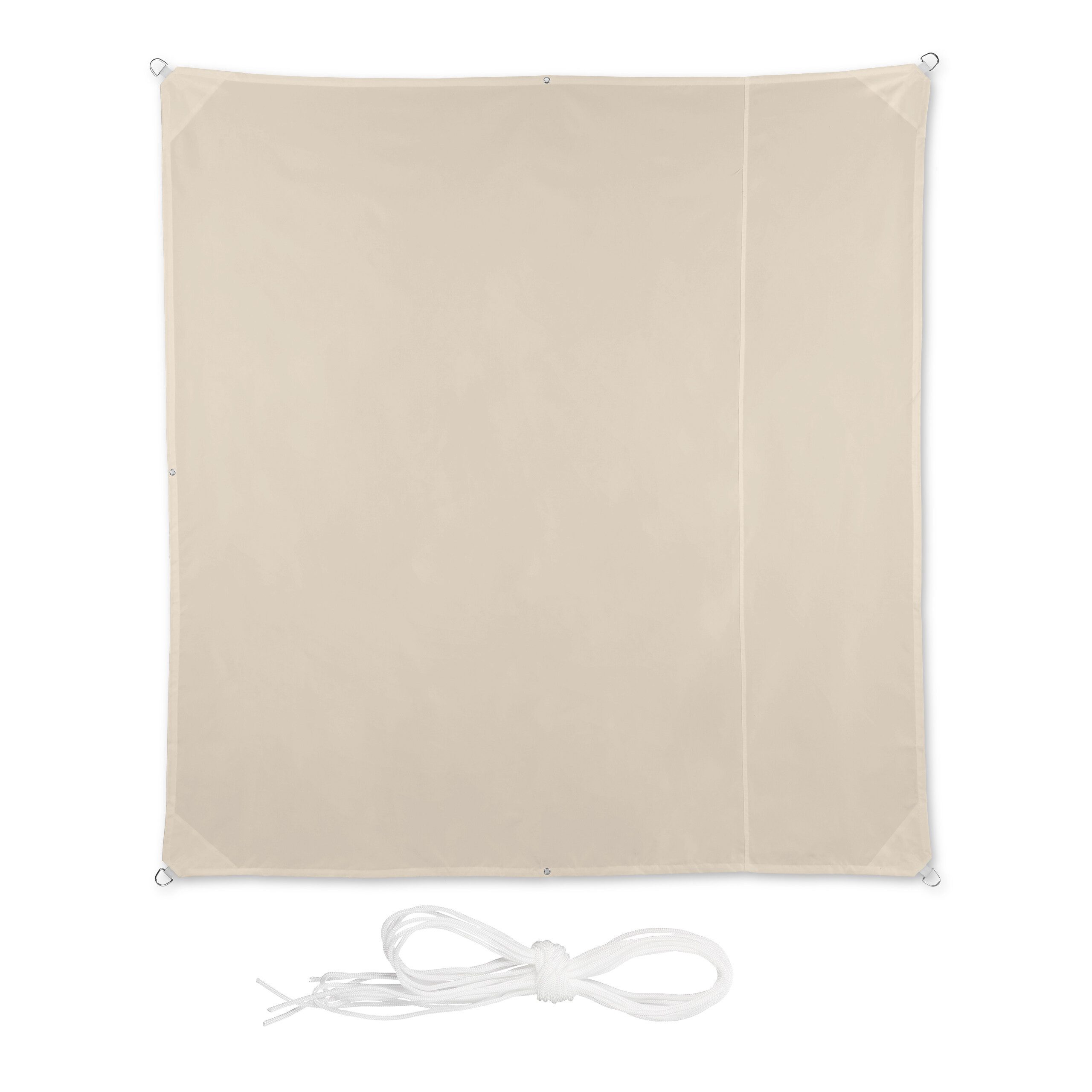 relaxdays Sonnensegel Quadrat in Beige, 2 x 2 m