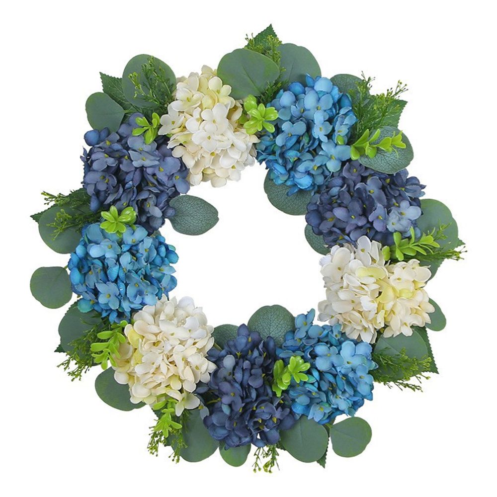 Diwzbyn Dekokranz 40 cm Künstlicher Frühlingskranz,Hydrangeen-Kranz,Frühlings-Türkranz, geeignet für Innen- und Außenbereich,für Haustür,Bauernhaus,Hochzeiten