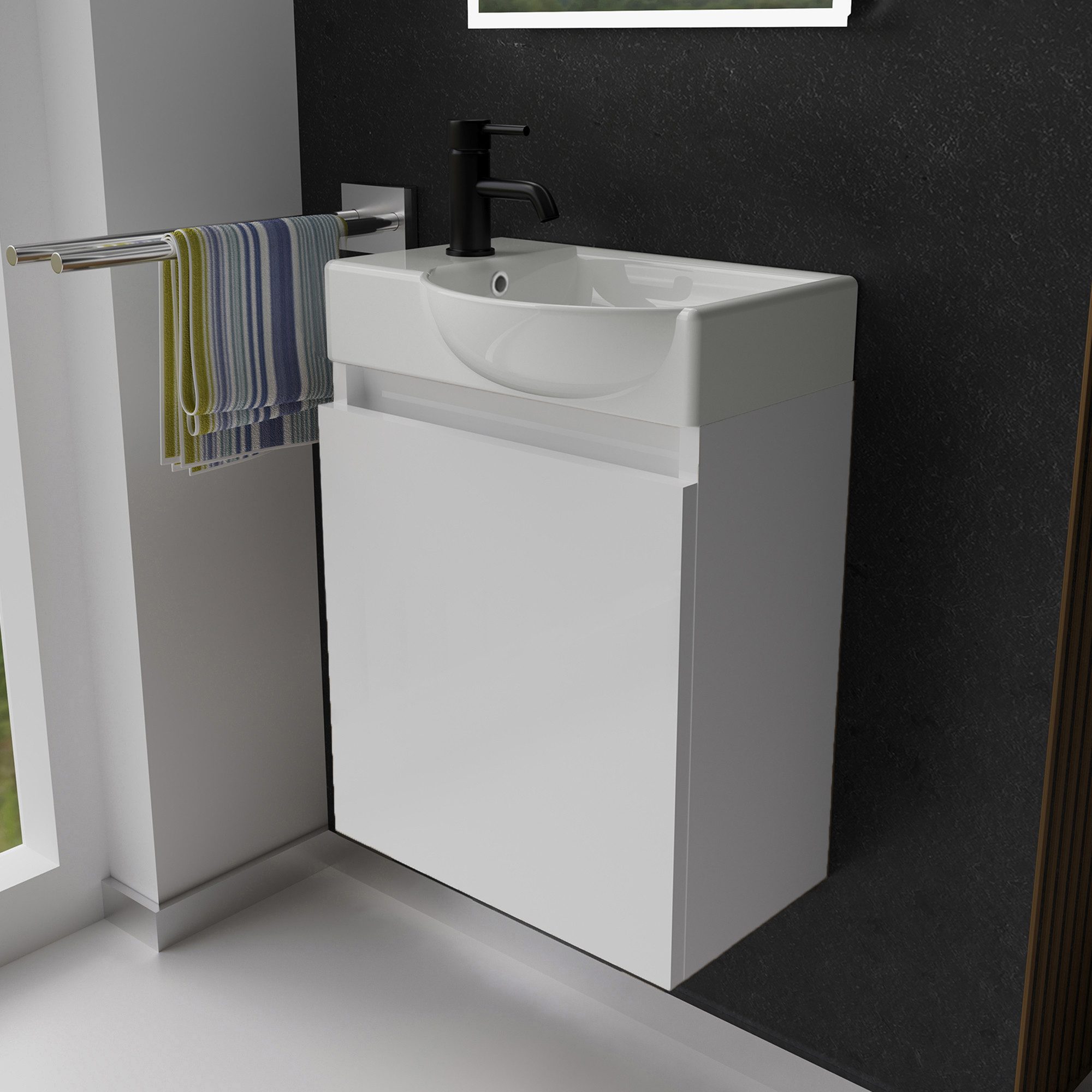 Alpenberger Badmöbel-Set Gäste WC Waschbecken mit Unterschrank - Hängeschra günstig online kaufen