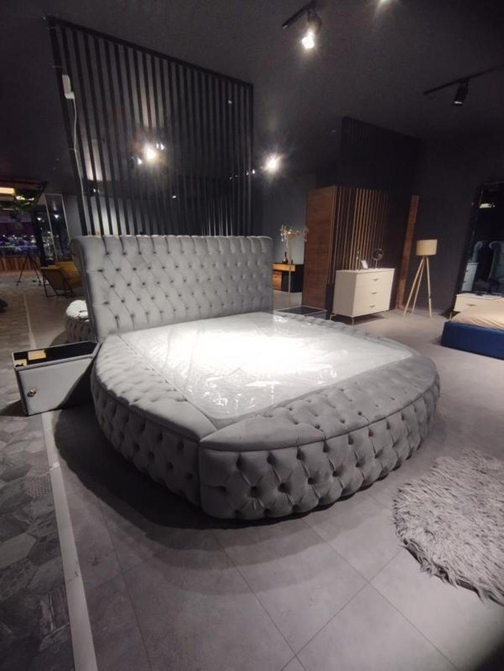 JVmoebel Schlafzimmer-Set Design Schlafzimmer Set Chesterfield Bett + 2x Nachttische Luxus, (3-St., Bett/2x Nachttische), Made in Europa