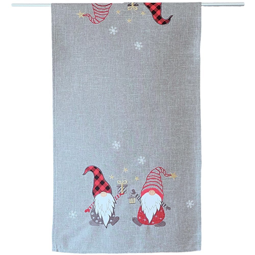 Tischdecke Tischläufer CARINA Wichtel Weihnachten Polyester hellgrau 40 x 85 cm