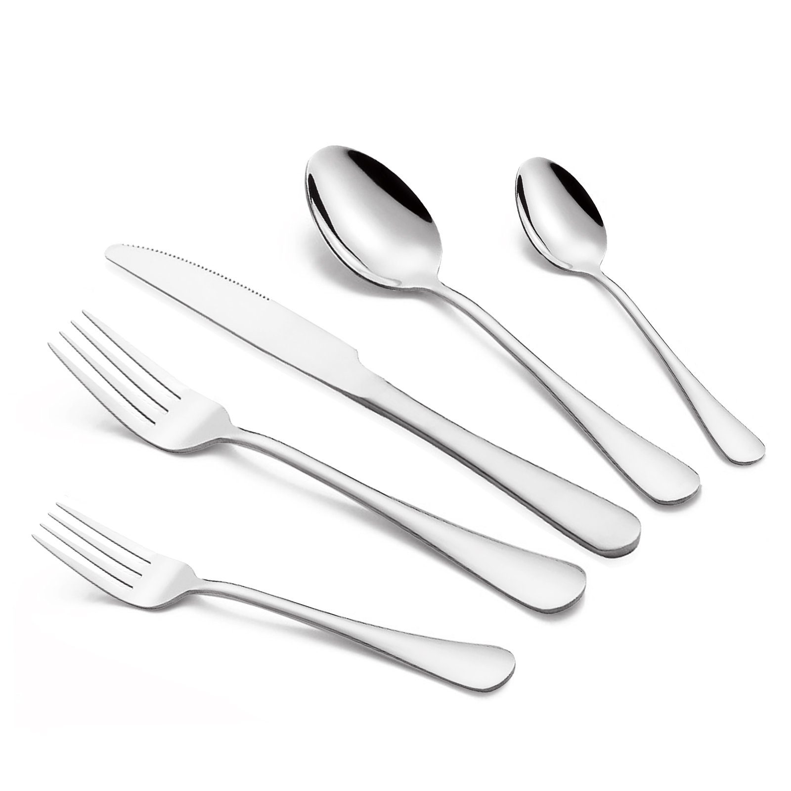 CALIYO Besteck-Set Besteck Set, Besteck Set für 6 Personen, Messer Gabel Löffel Set 30-teilig, Spülmaschinenfest Silber | Bestecksets