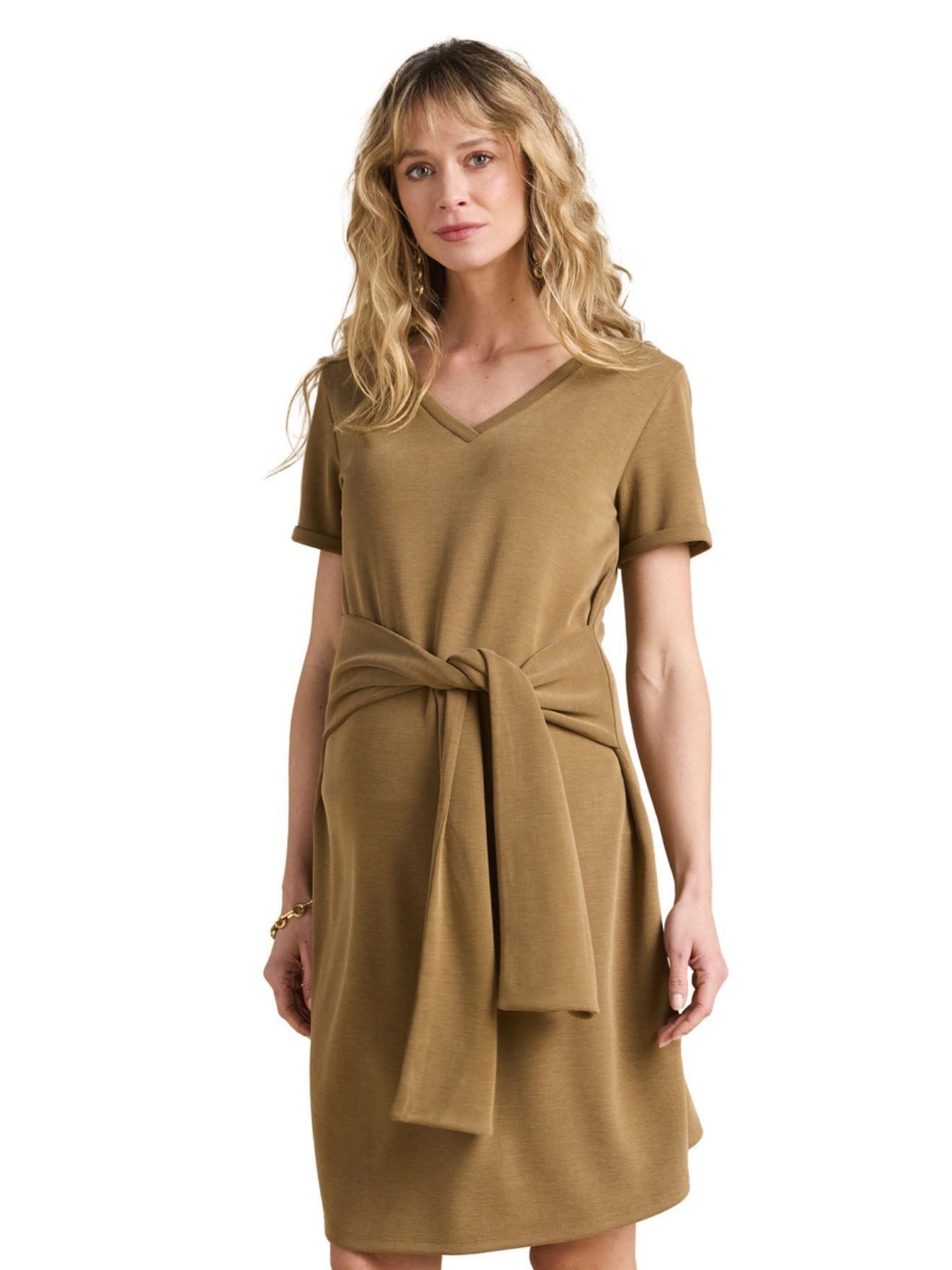 Envie de Fraise Umstandskleid Kurzes Umstandskleid mit Bindeband V-Ausschnitt, kurze Ärmel, Bindegürtel