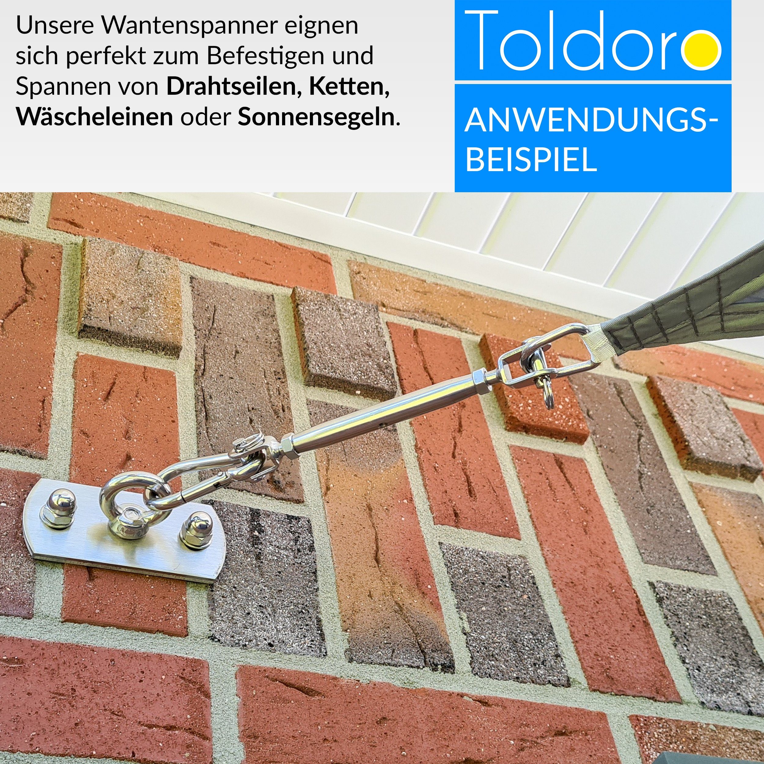 Spannschloss, Sonnensegelspanner, Edelstahl Spannschloss Drahtspanner Toldoro V4A Seilspanner Toldoro Wantenspanner Form, M8 Wantenspanner Seilspanner, Stück M8 Gabel/Gabel Gabel/Gabel rostfrei 4x Edelstahl 4 Drahtspanner 4-tlg., Spannschloss geschlossene