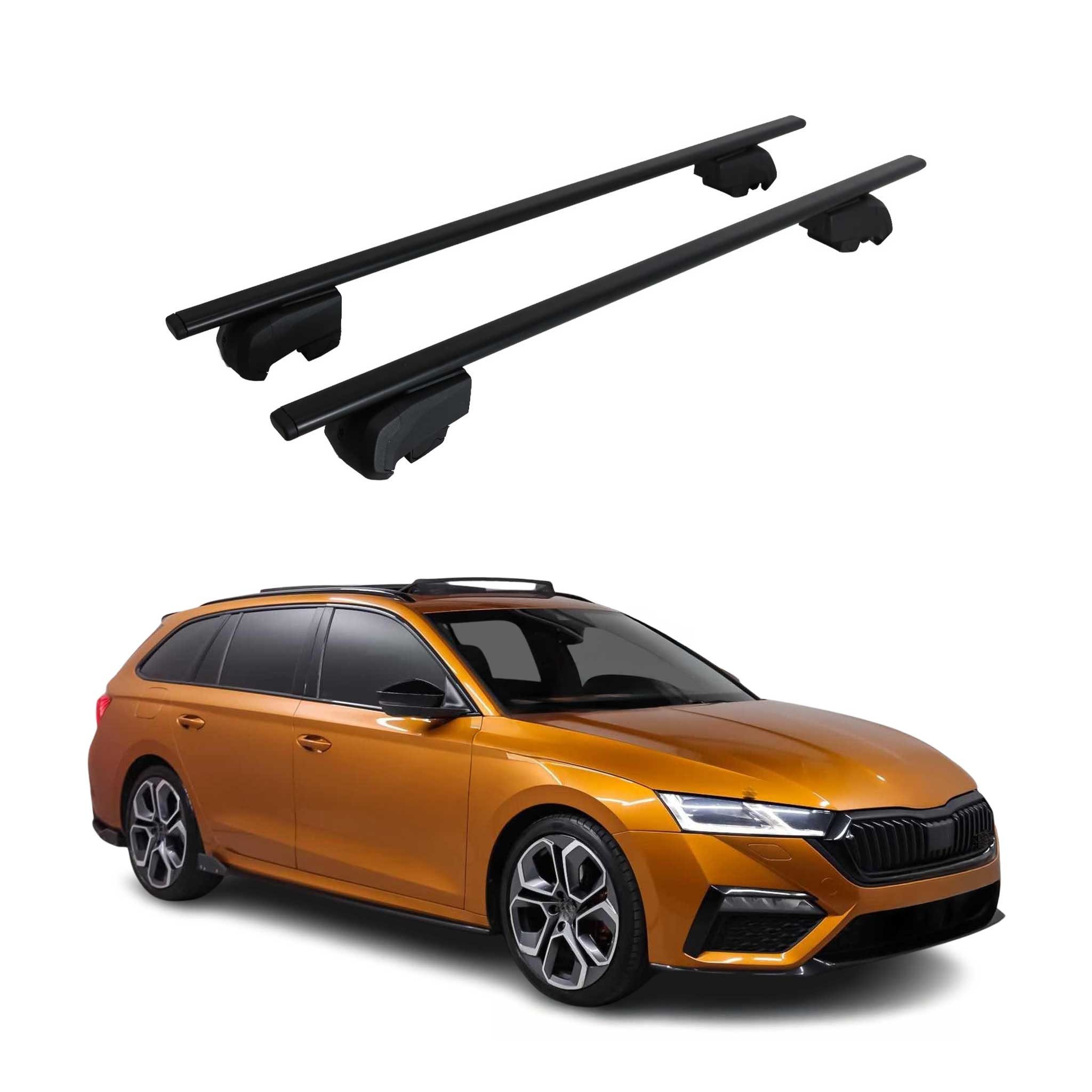 OMAC Dachträger Grundtäger für Skoda Octavia mk4 2020-2025 75kg Metall Schwarz 2 tlg (2-St), Wasserbeständig,Abnehmbar,Multifunktional,Leichtgewichtig