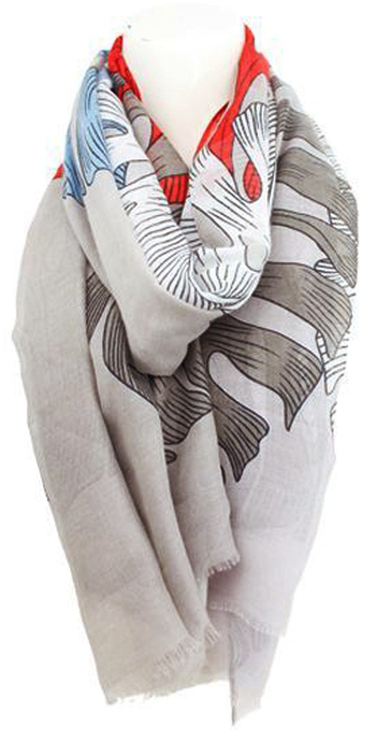 chic4home Schal Dreamy Flair, (1-St. 1-teilig), sommerlicher Damen Schal Palmblätter