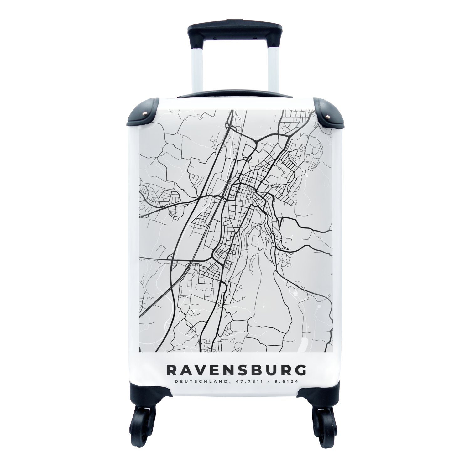 - - 4 Karte Reisetasche für Ravenburg Stadtplan, Handgepäckkoffer Rollen, Trolley, rollen, MuchoWow Ferien, - Reisekoffer Handgepäck Deutschland mit - Karte